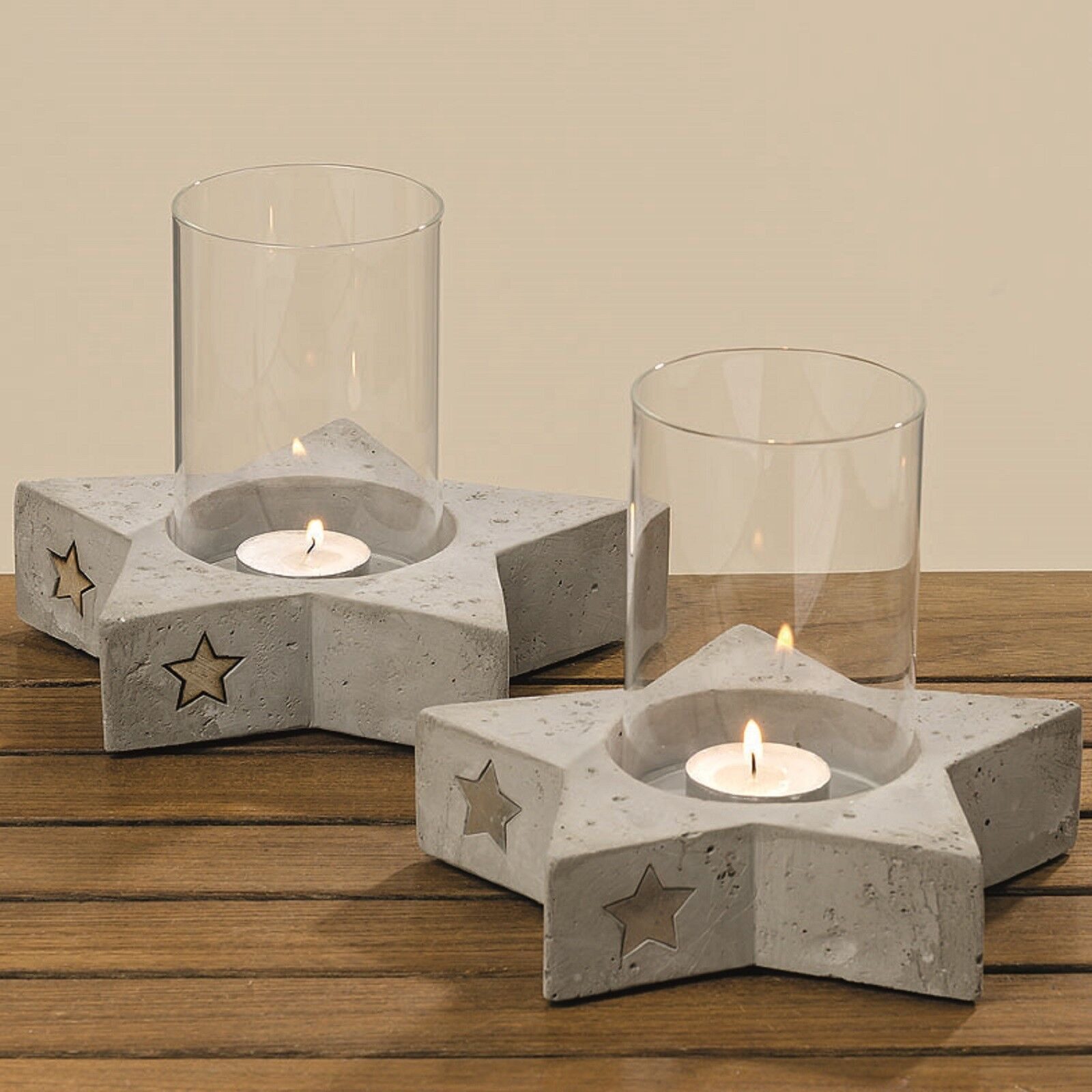 BOLTZE GRUPPE GmbH Windlicht Windlicht Stern aus Beton und Glassäule Ø 18 cm Stückpreis