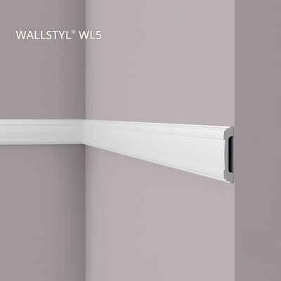 NOËL & MARQUET by nmc Zierleiste WL5, kleben, Extrudiertes Polystyrol (HDPS), Wand- und Friesleiste, 1-St., Zierleiste Stuckleiste Modernes Design, weiß, vorgrundiert