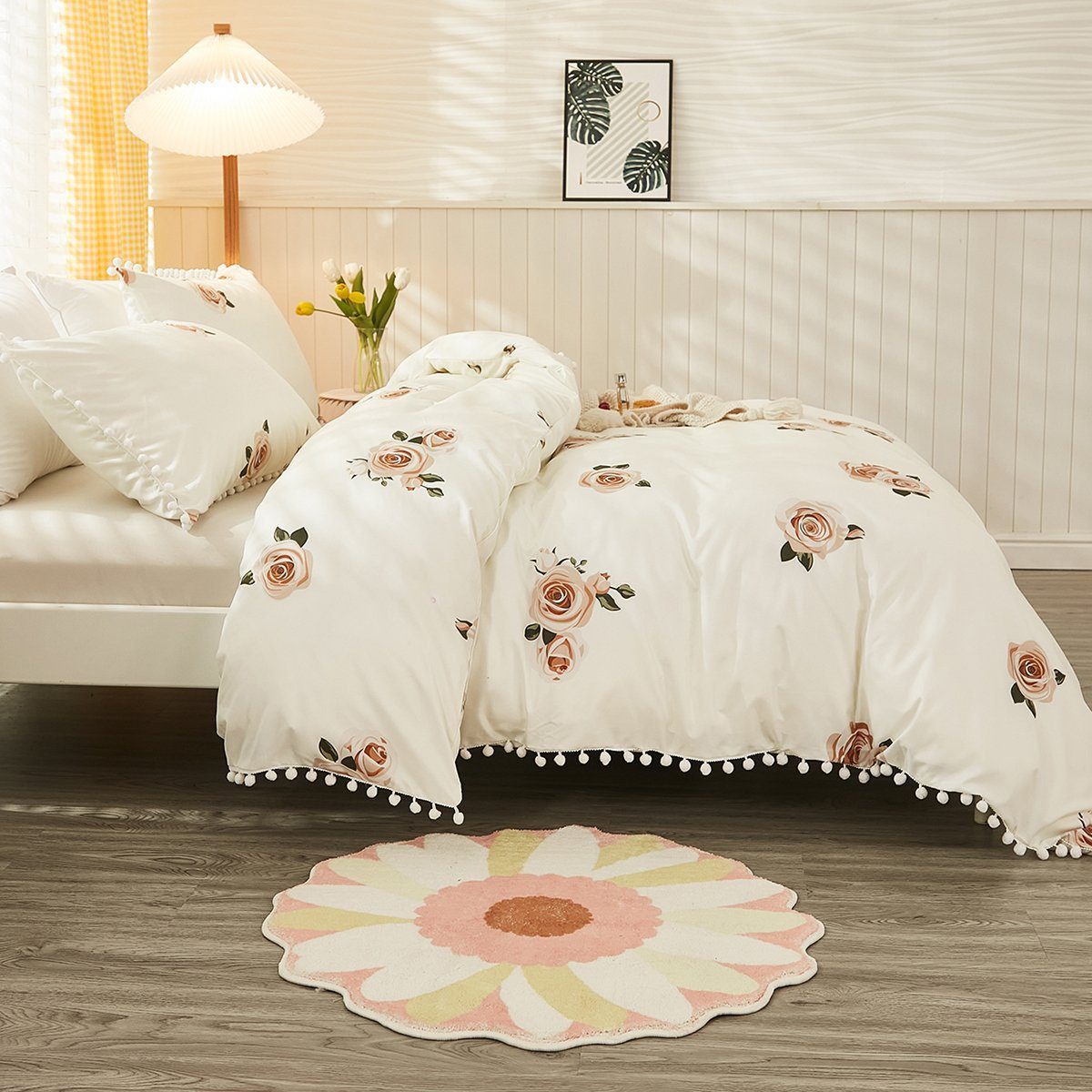 BYSURE Bettwäsche Blumen Muster, Bunt Microfaser Bettbezug, Polyester, 3 te günstig online kaufen