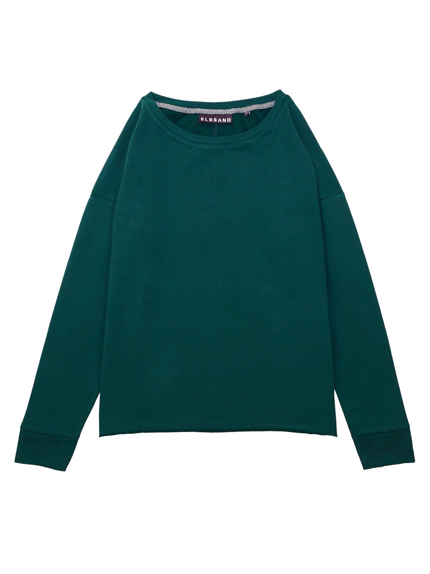 Sweatshirt Elbsand mit Riane (1-tlg) Pullover dunkelgrün vertikalem Backprint Sweatshirt