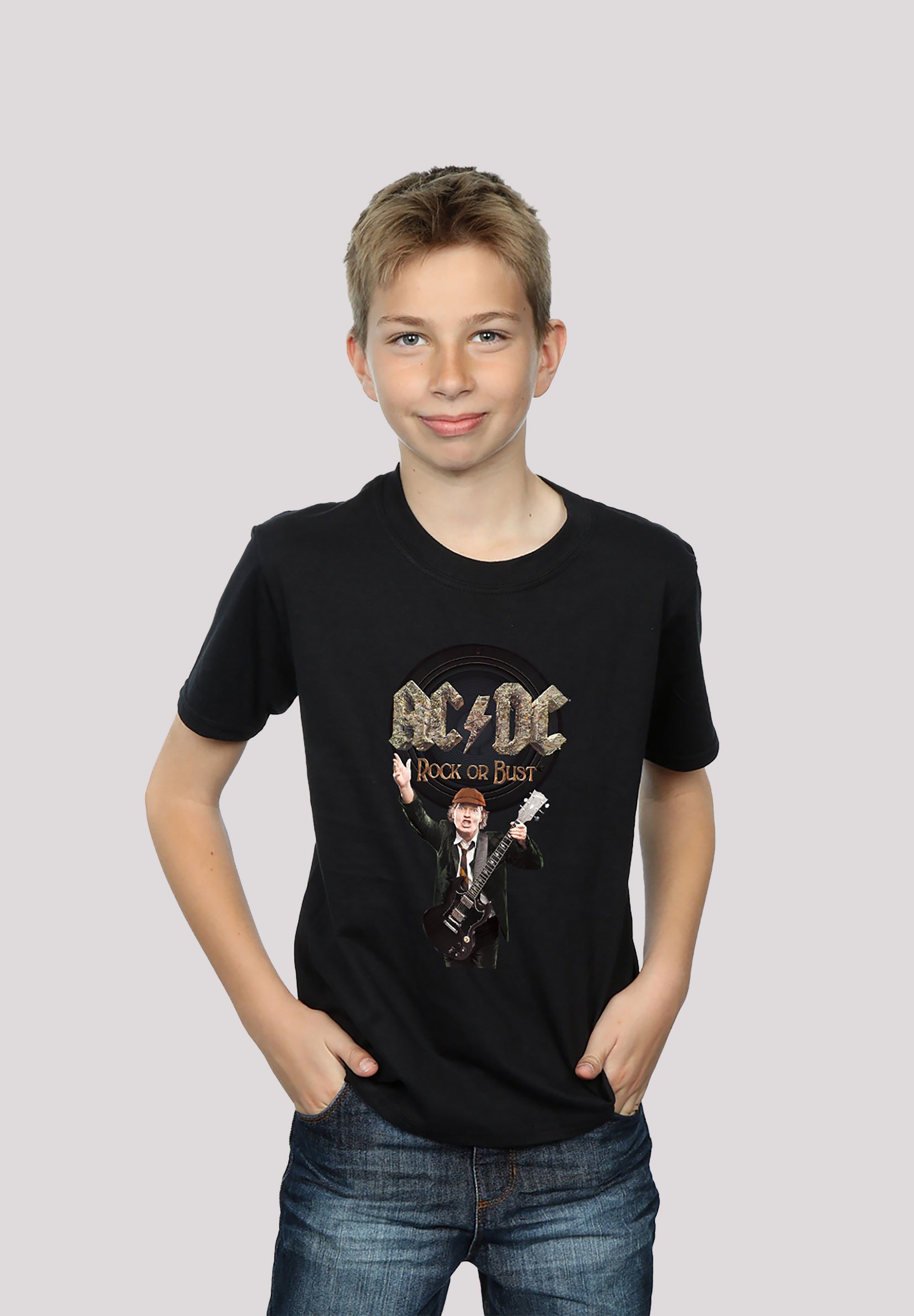 F4NT4STIC T-Shirt ACDC Rock Or Bust Angus Young für Kinder & Herren Print