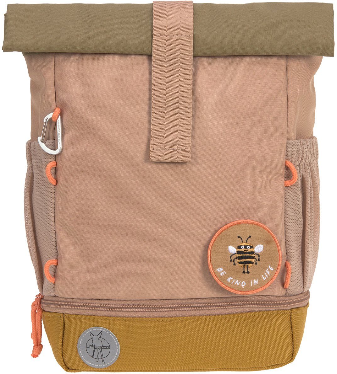 LÄSSIG Kinderrucksack Nature, Mini Rolltop Backpack, Hazelnut, aus recycelten PET-Flaschen