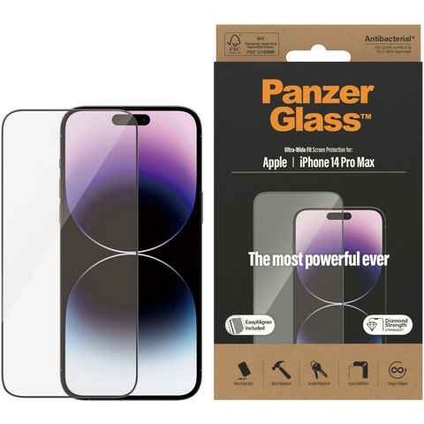 PanzerGlass Displayschutz Apple iPhone 14 Pro Max, Displayschutzglas, 1 Stück, Kratz-& Stoßfest, Antibakteriell, Berührungsempfindlich