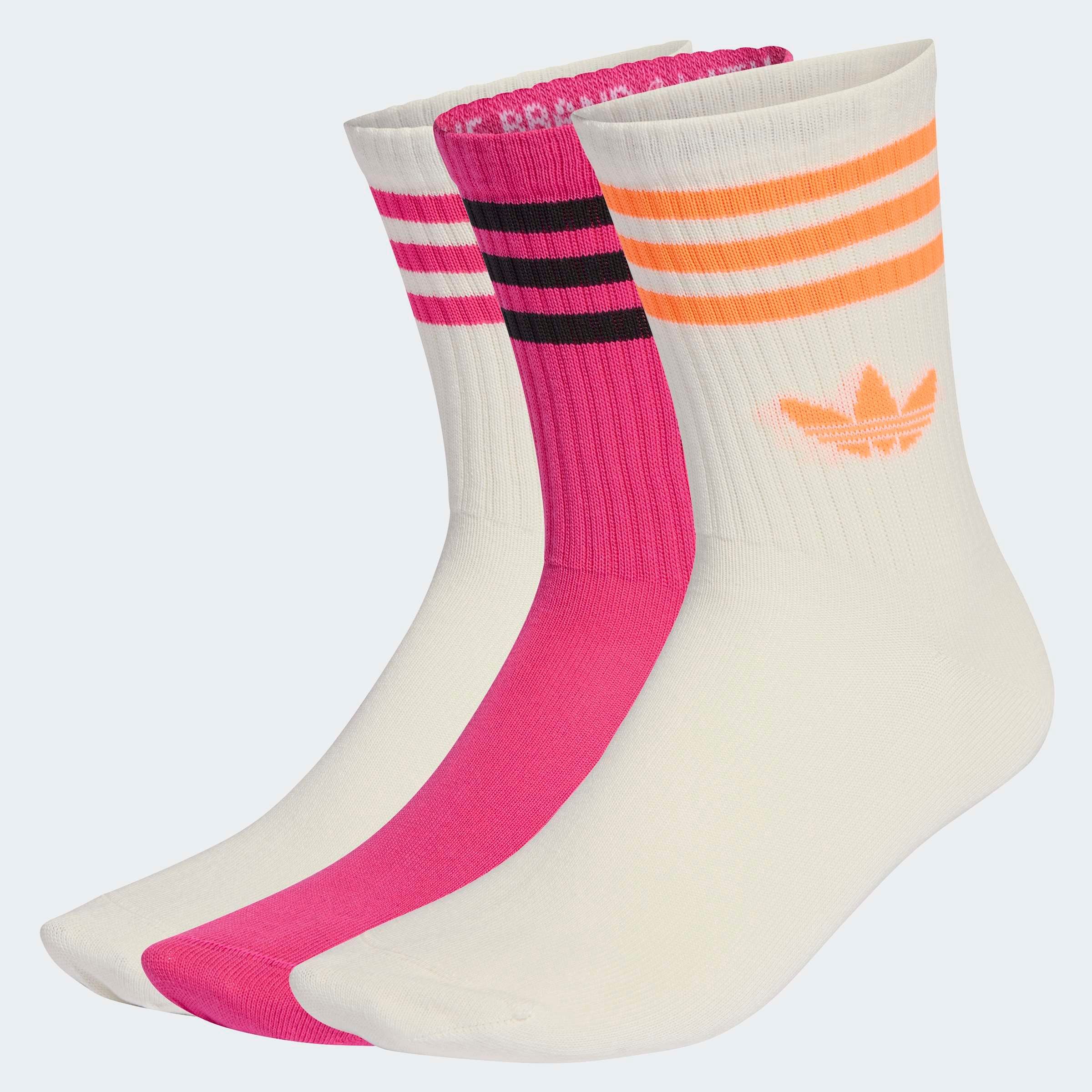adidas Originals Sportsocken 3S CREW S 3P für Laufen, knöchellang, mit 3-Streifen und Trefoil Logo