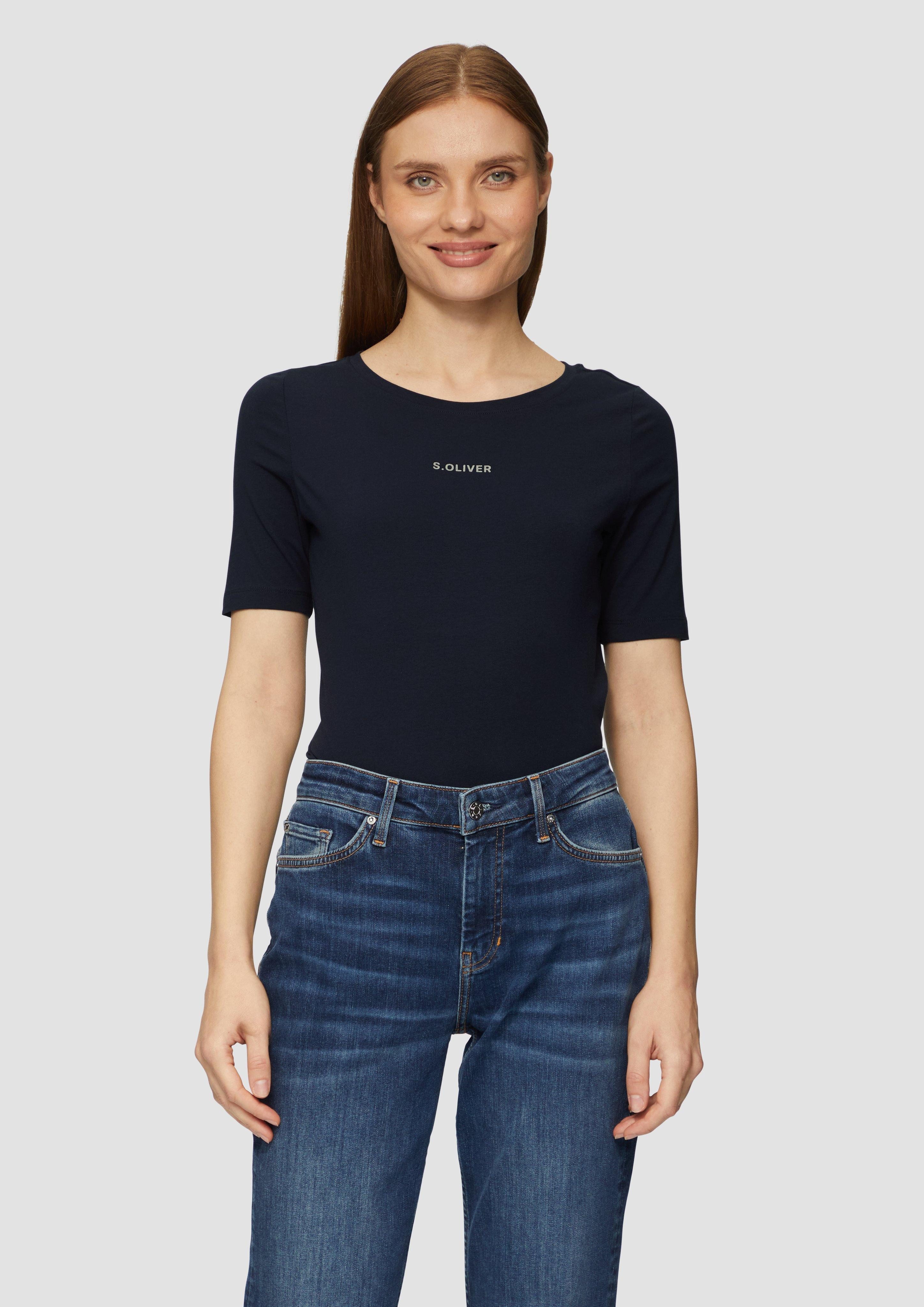 s.Oliver Kurzarmshirt Elastisches T-Shirt mit Logo-Print günstig online kaufen
