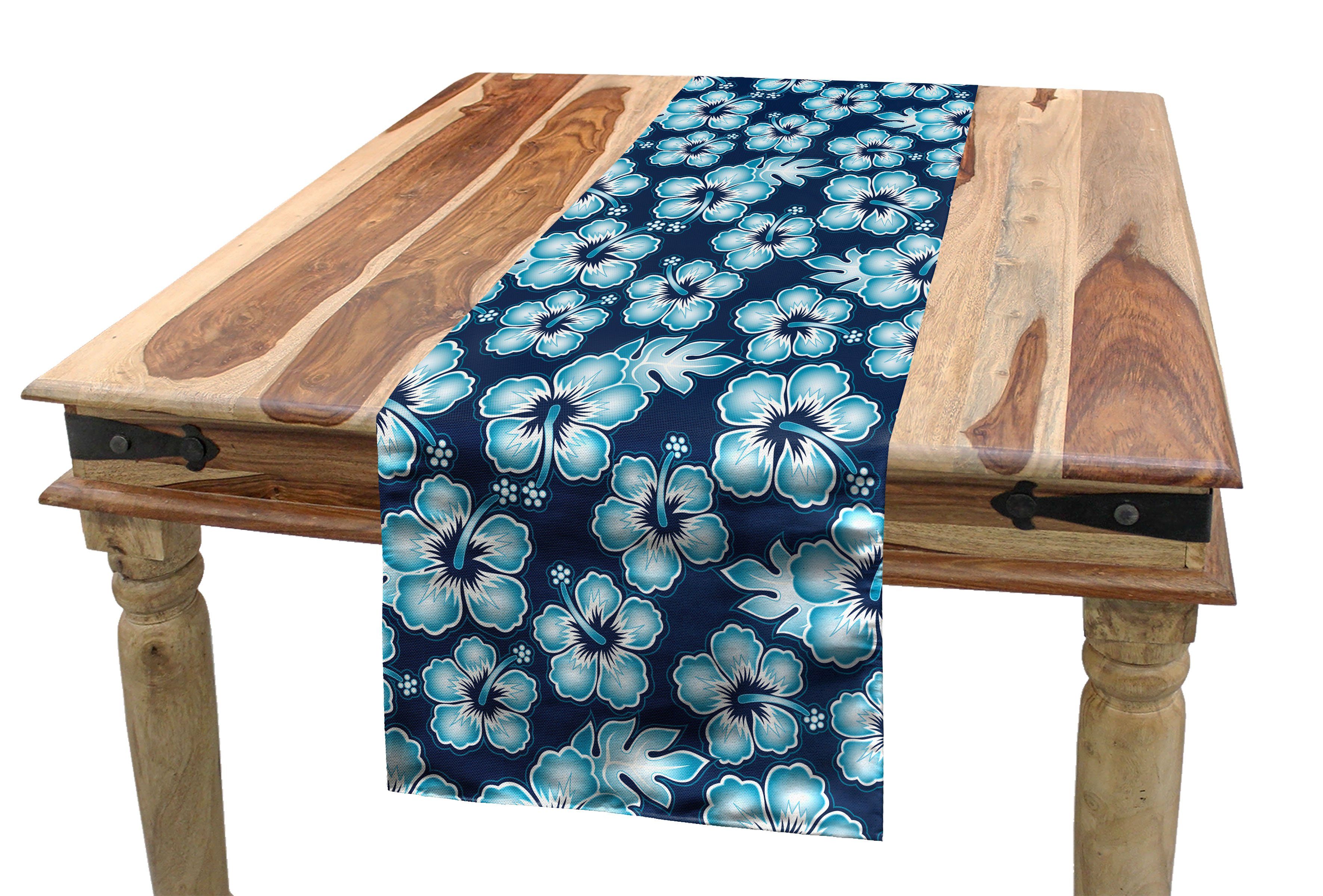 Hawaii-Blumen Dekorativer Tischläufer, Abakuhaus Rechteckiger Küche Esszimmer Hibiscus Tischläufer Marine