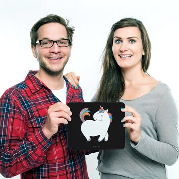 Mr. & Mrs. Panda Mauspad Einhorn Stolzieren - Schwarz - Geschenk, PC Zubehör, Computer zubehör (1-St), Handgelenkschonend