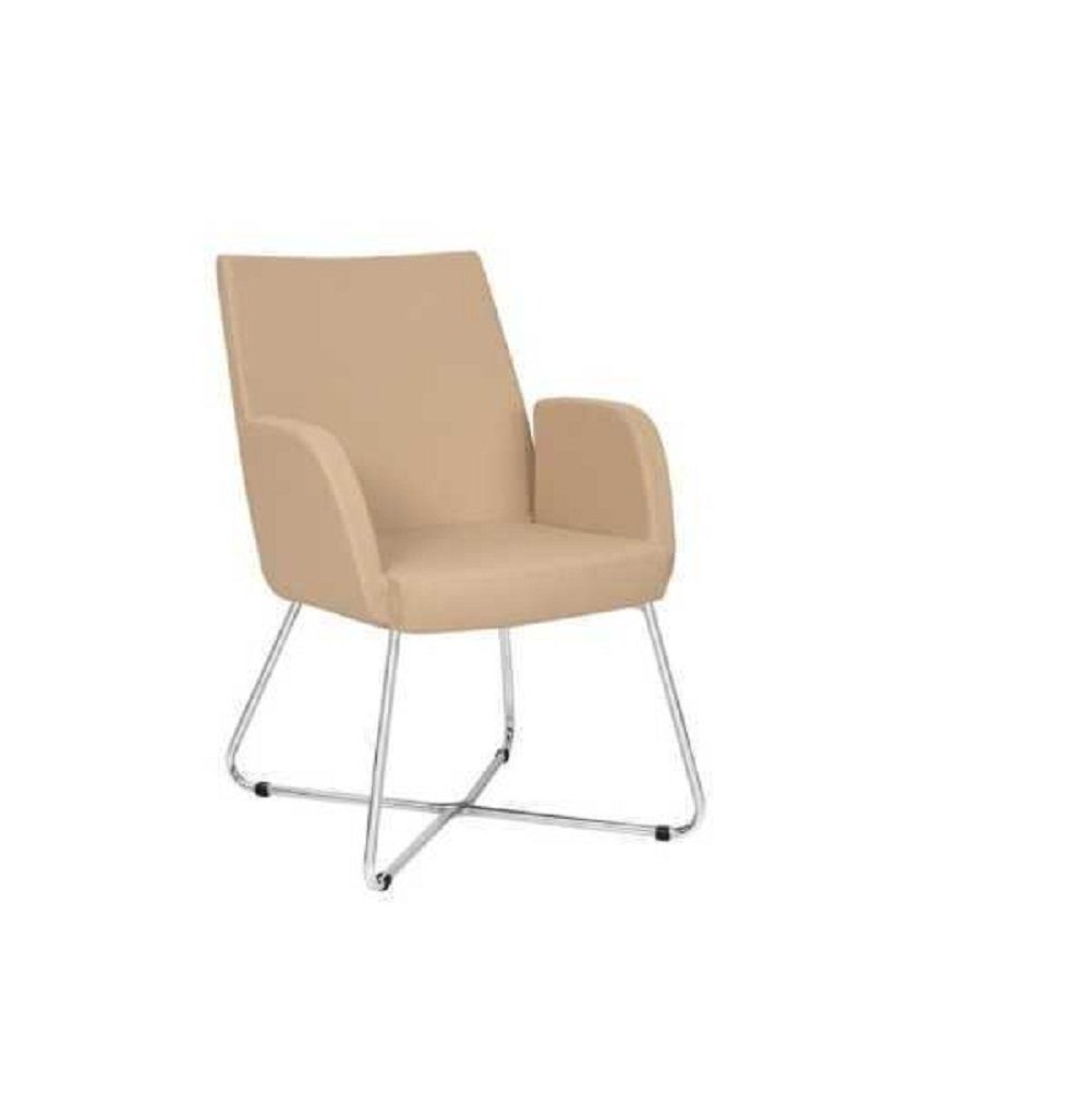 JVmoebel Bürostuhl Design Stuhl Lehnstuhl Polster Stühle Luxus Textil Sessel Beige Buro (1 St), Made in Europa