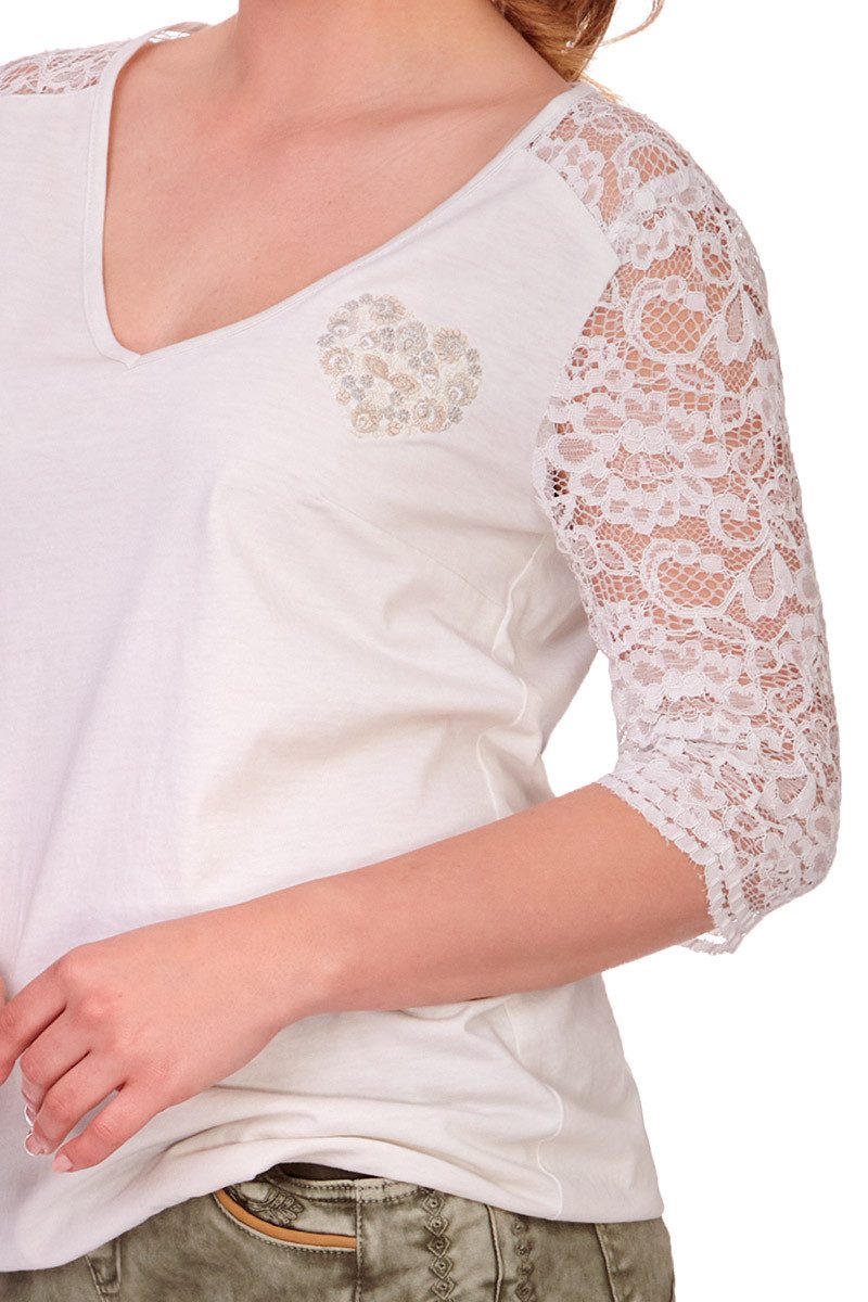 MarJo Trachtenbluse Blusenshirt - KLARA - creme