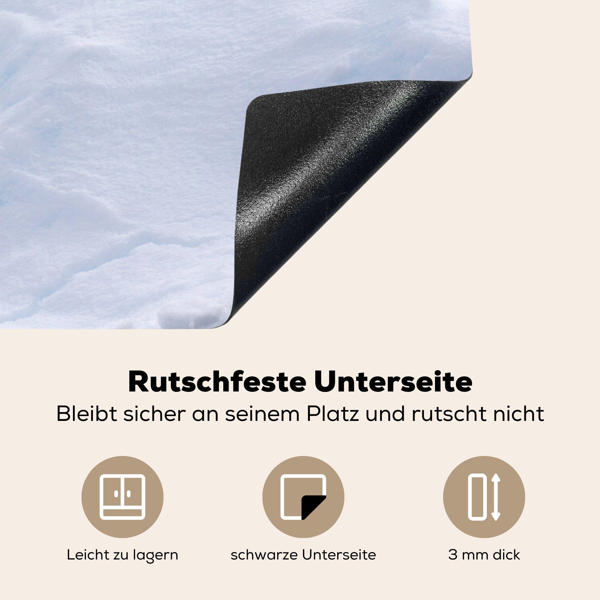 tlg), Winter, Schutz - küche, MuchoWow (1 Ceranfeldabdeckung Herdblende-/Abdeckplatte Pinguin Vinyl, für - Induktionskochfeld die 81x52 Eis cm,