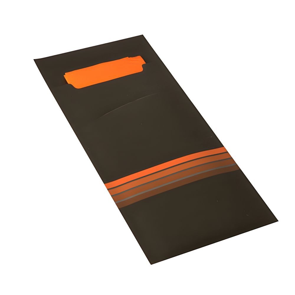 PAPSTAR Papierserviette 520x Bestecktaschen 20 x 8,5cm schwarz/orange Stripes + Serviette