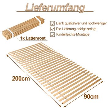 Lattenrost »90-100CM mit 28 hochelastischen Holzleisten - Rollrost für alle Matratzen und Betten - Fertig Montierter Lattenrost / Rolllattenrost aus Birkenholz - Lattenrost, 28 Leisten«, Clanmacy, Balastbarkeit max. 180 kg Sehr gute Belüftung der Matratze