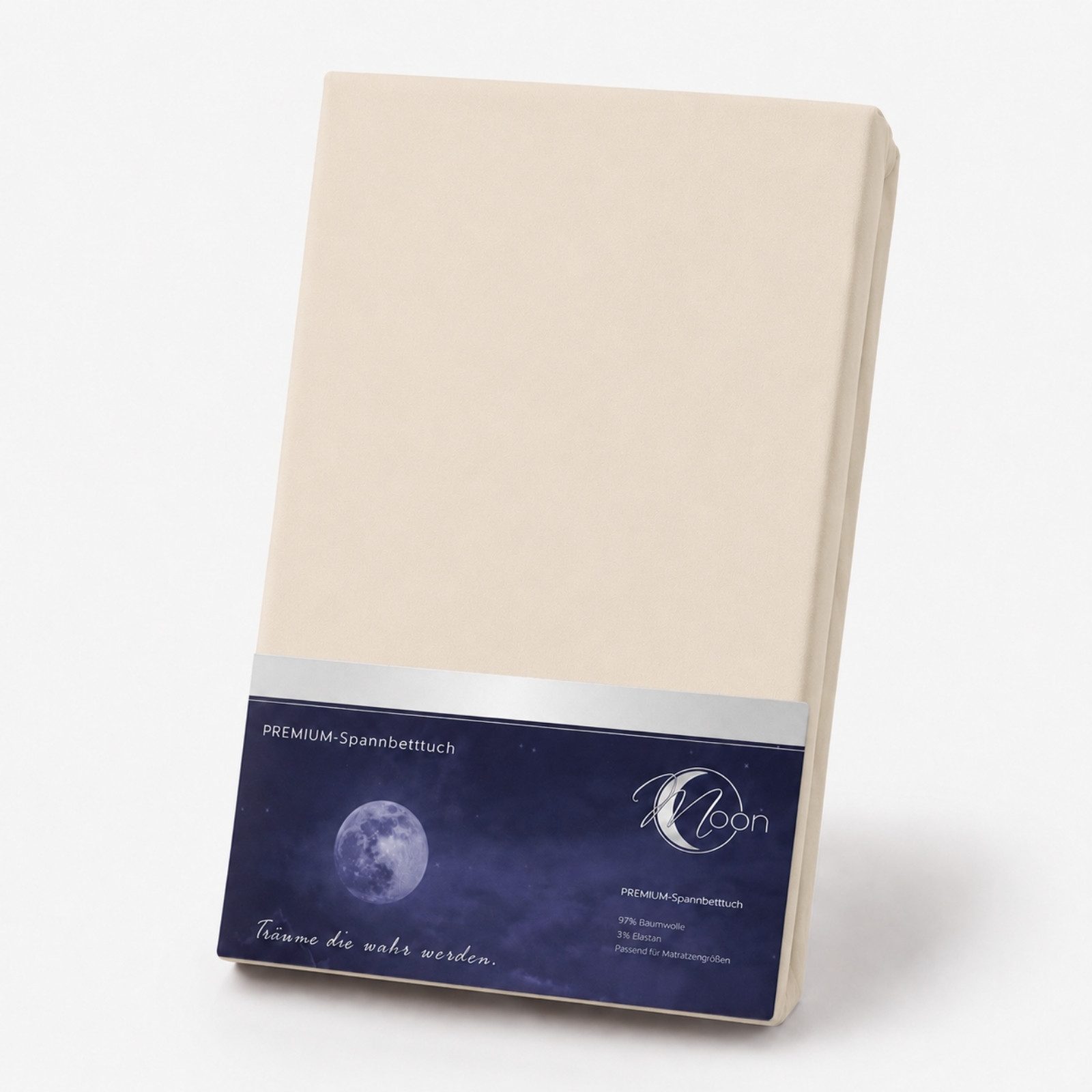MOON Heimtextilien Spannbettlaken Line Platin 180-200x200-220 cm, gezwirnte Mako-Baumwolle