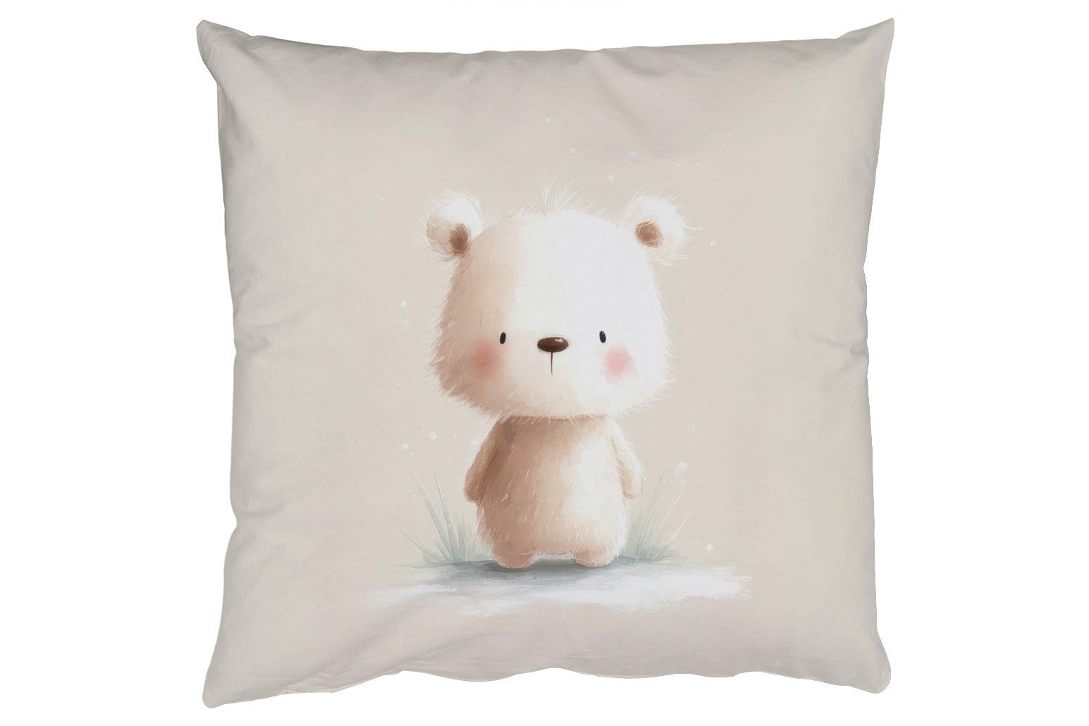 MuchoWow Dekokissen Bär - Schneeflocke - Weiß - Flauschig, Zierkissen, Deko Kissen mit Füllung, Sofakissen, 60x60 cm