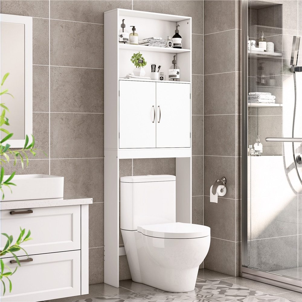 Yaheetech Badkommode Waschmaschienenumbauschrank 195 cm H, Aufbewahrungsschrank über Toilette, mit Verstellbarem Einlegeboden – Bild 2 von 5