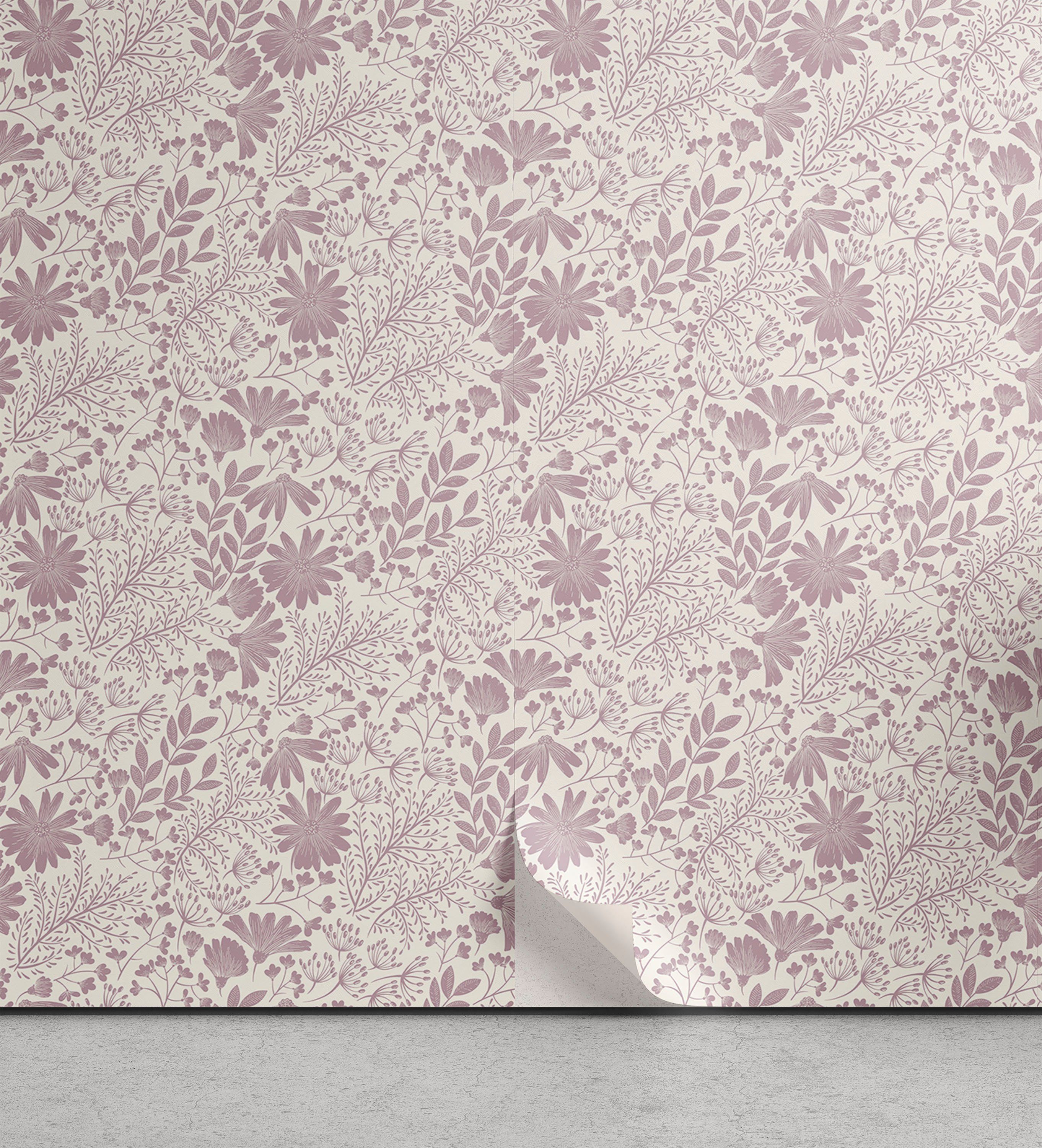 Abakuhaus Vinyltapete selbstklebendes Wohnzimmer Küchenakzent, Jahrgang Zartes Wildkräuter Blumen