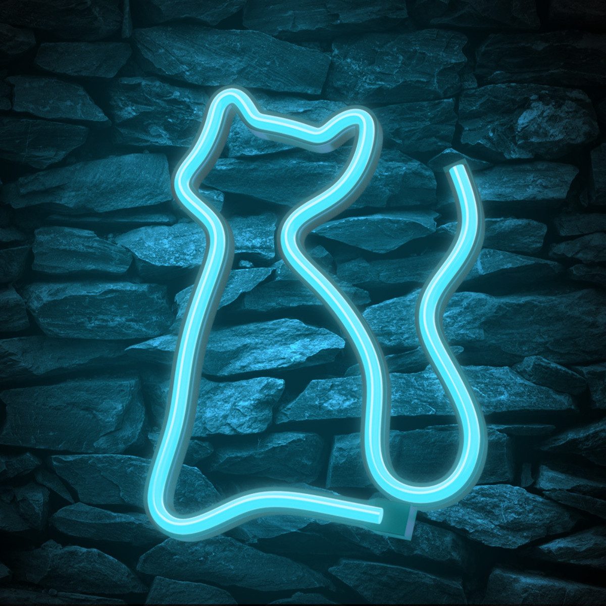 Forever Light LED Dekolicht Forever Light Neon LED-Leuchte CAT türkis – NNE24 Neolia, Türkis, Leuchtendes Katzen-Design, flexibler Betrieb, kompakte Größe