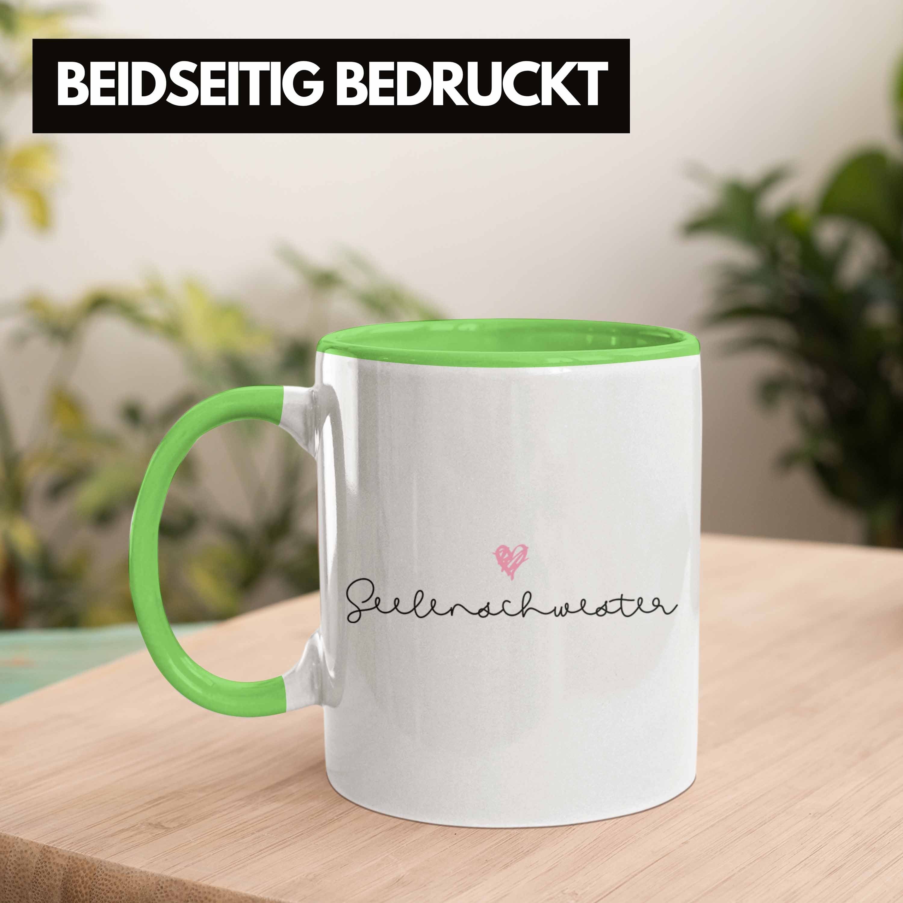 -Seelenschwester Tasse für Geschenk Schwester Schwester Trendation Grün Trendation Geburtstag Beste Tasse Geschenkidee