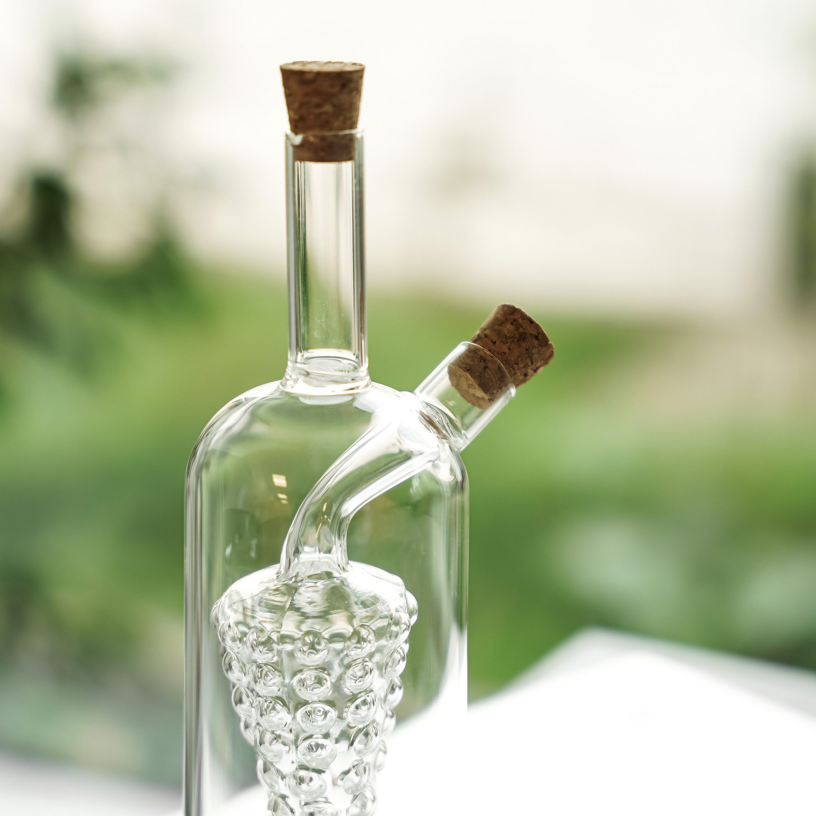 Mulex Ölspender Öl- & Essigspender aus Glas 2-in-1 mit Kork, 300 ml + 50 ml, (1-tlg) – Bild 2 von 5
