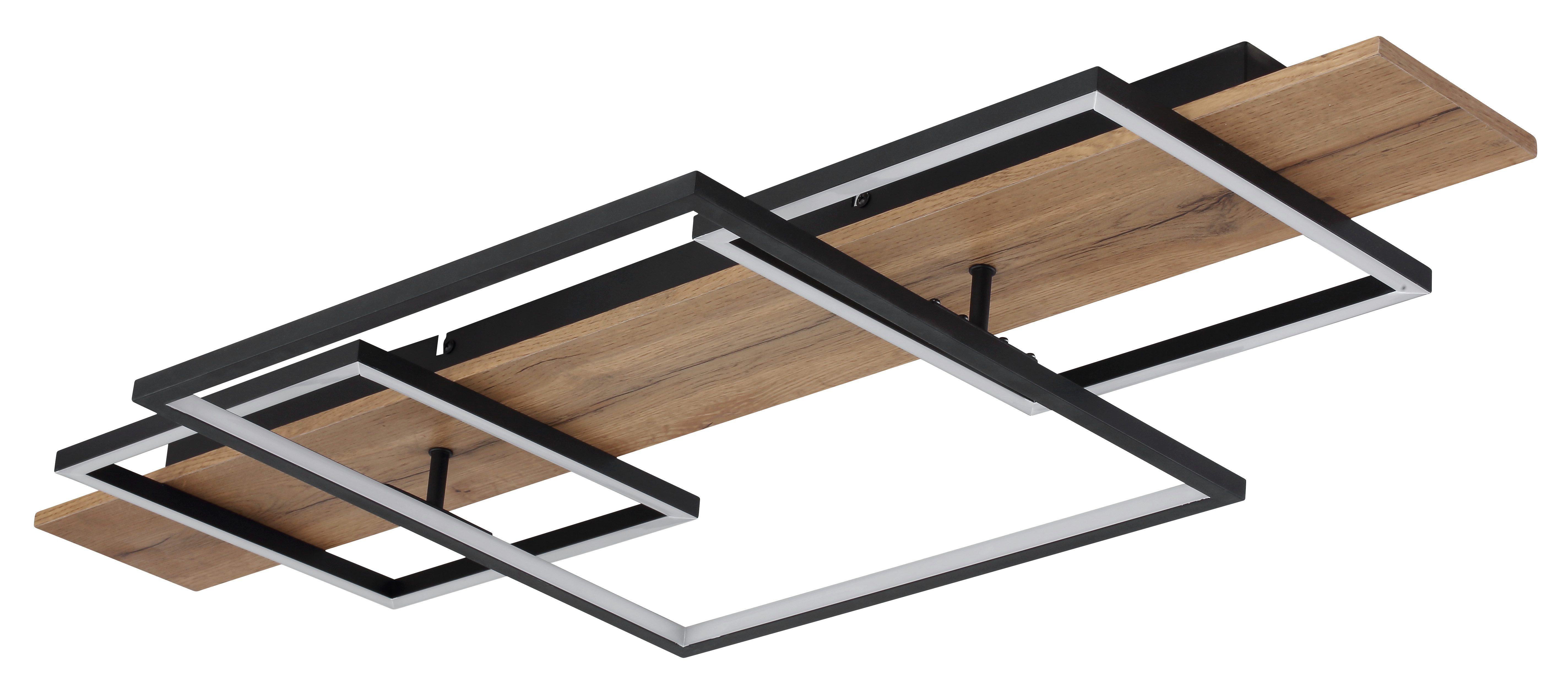GLOBO LIGHTING Deckenleuchte VANNI, LED fest integriert, Warmweiß, Deckenleuchte Schwarz/MDF, Aluminium, Opal, Stufenschalter, LED 32W