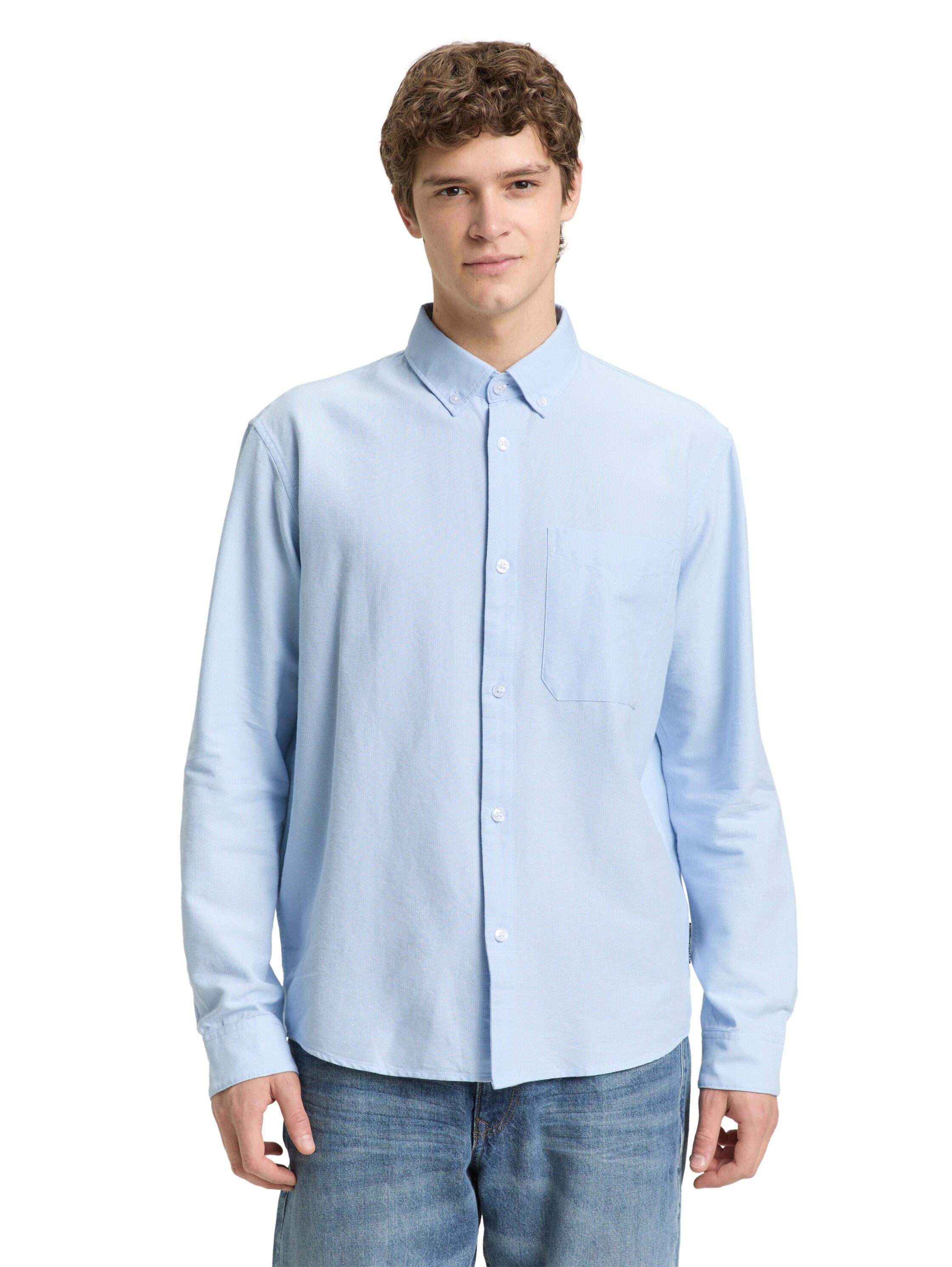 TOM TAILOR Denim Langarmhemd gestreift, mit Button-down-Kragen günstig online kaufen