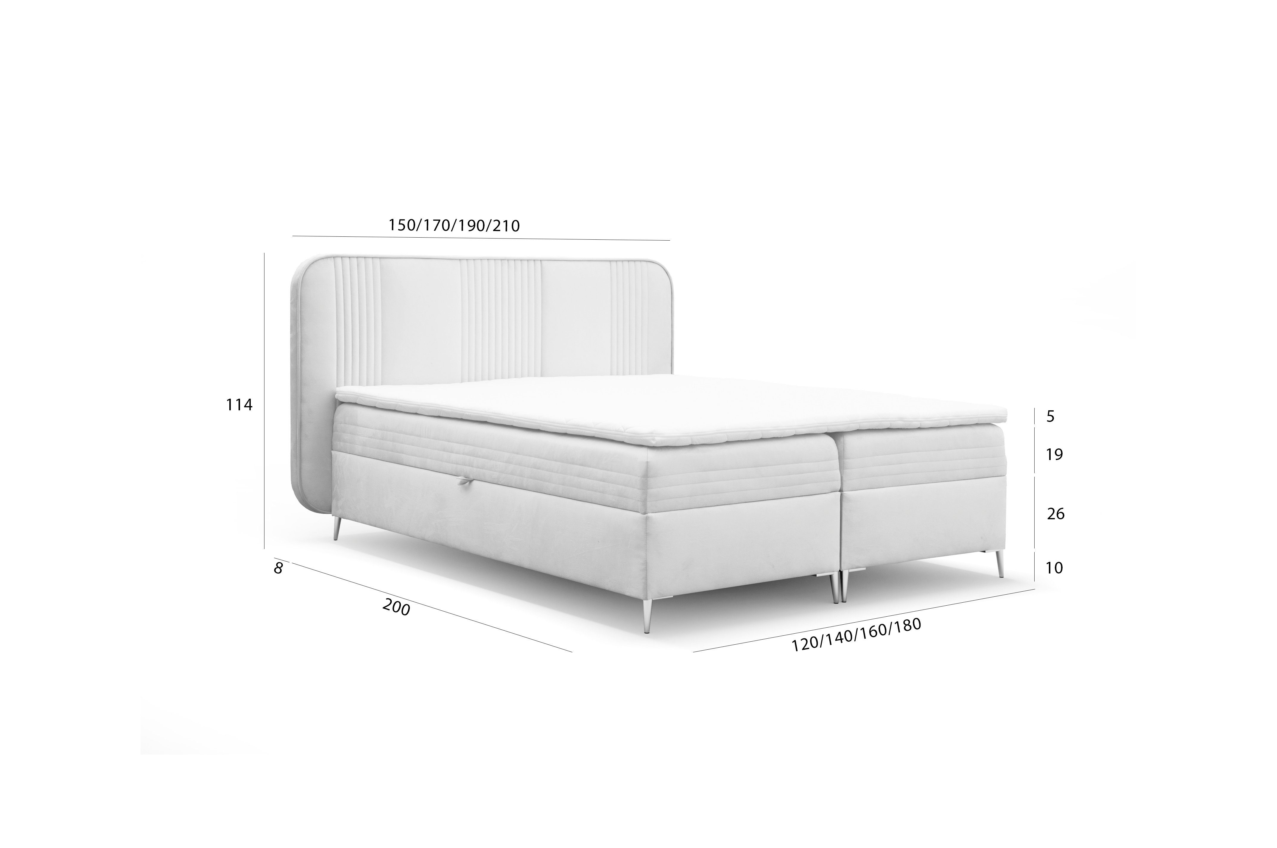 AN FURNITURE STORE Boxspringbett GOLDFLAIR, inkl. Bettkasten und Topper