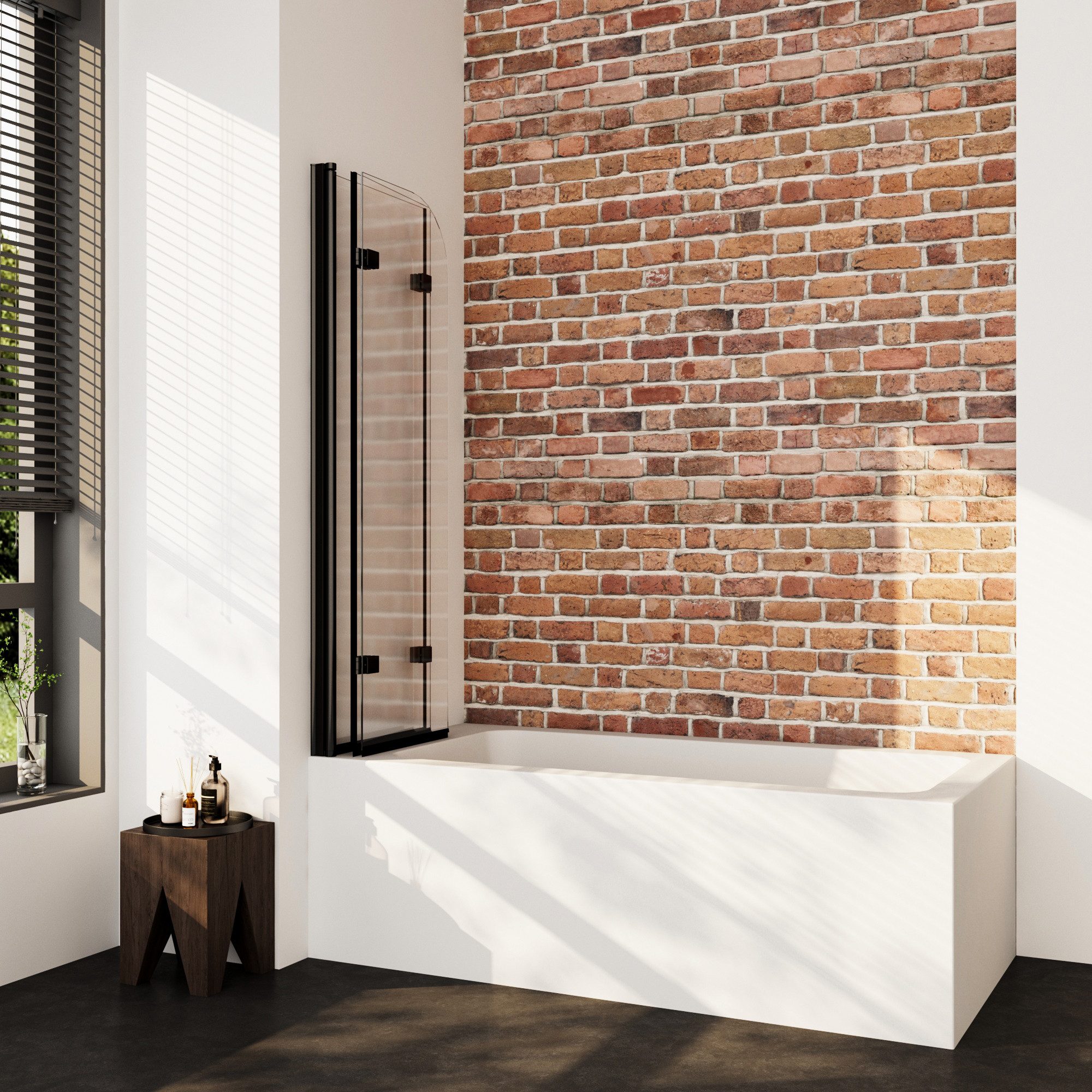 Boromal Badewannenaufsatz 3 teilig faltbar Faltwand Duschtrennwand Duschwand für Badewanne Nano, Alu-Wandprofil Schwarz Weiß Chrom, (Badewannenfaltwand, 140x140cm,130x140cm,120x140cm), Sicherheitsglas
