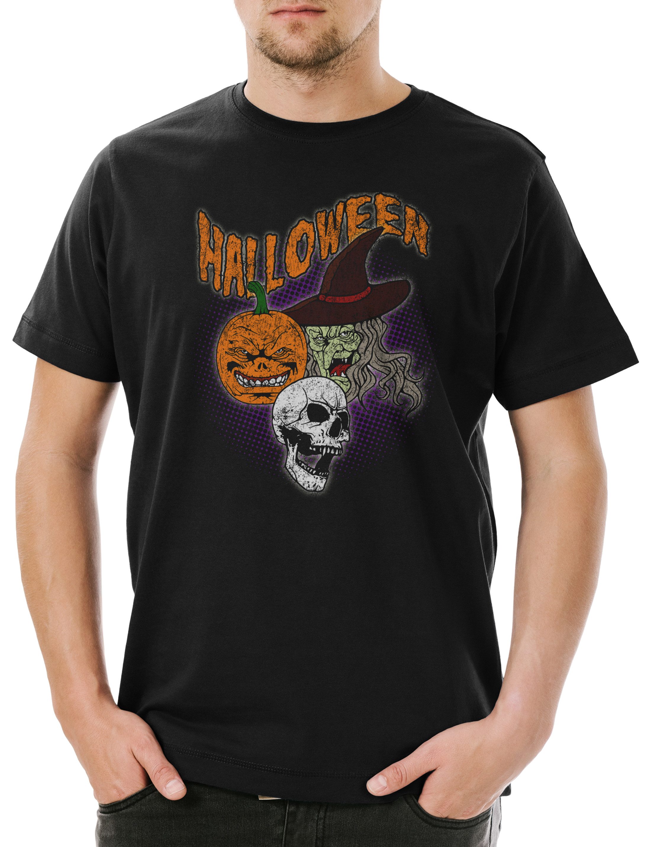 Urban Backwoods Print-Shirt Halloween Faces Herren T-Shirt Witch Moon Hexe günstig online kaufen