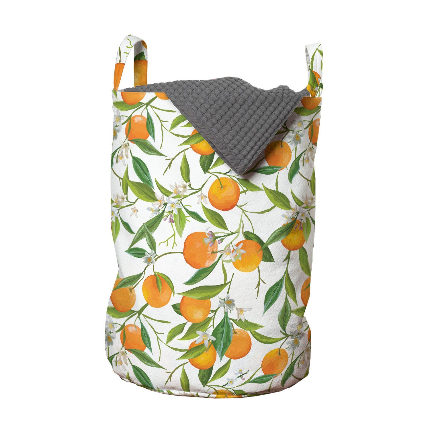 Abakuhaus Wäschesäckchen Wäschekorb mit Griffen Kordelzugverschluss für Waschsalons, grün orange Orange Ast