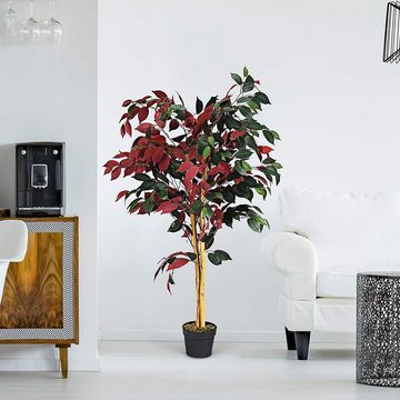 Kunstbaum Kunstpflanze, COSTWAY, 120cm, mit Topf