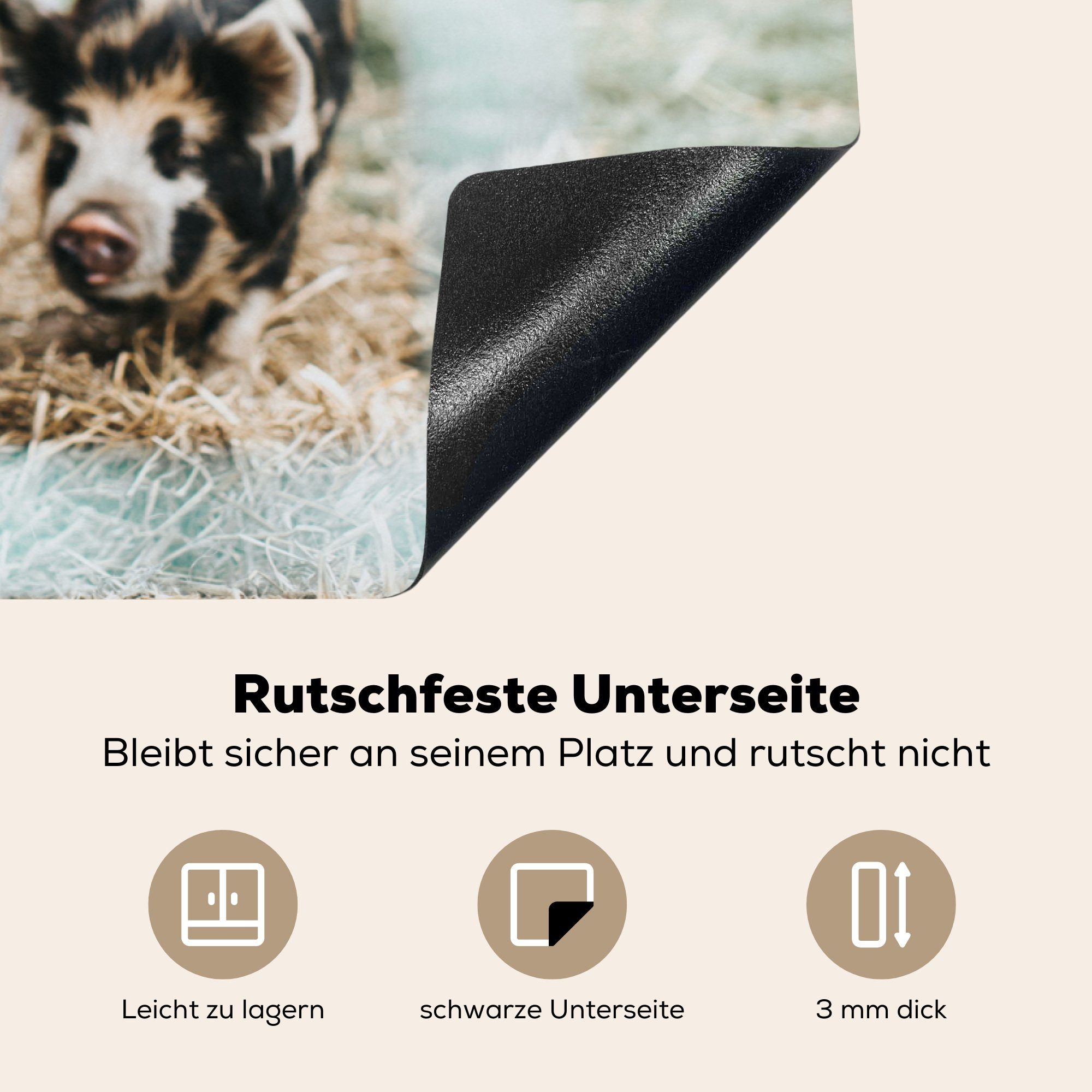 cm, 81x52 Induktionskochfeld Huhn für Herdblende-/Abdeckplatte Schwein Schutz küche, Ceranfeldabdeckung MuchoWow Bauernhof, tlg), - Vinyl, (1 - die