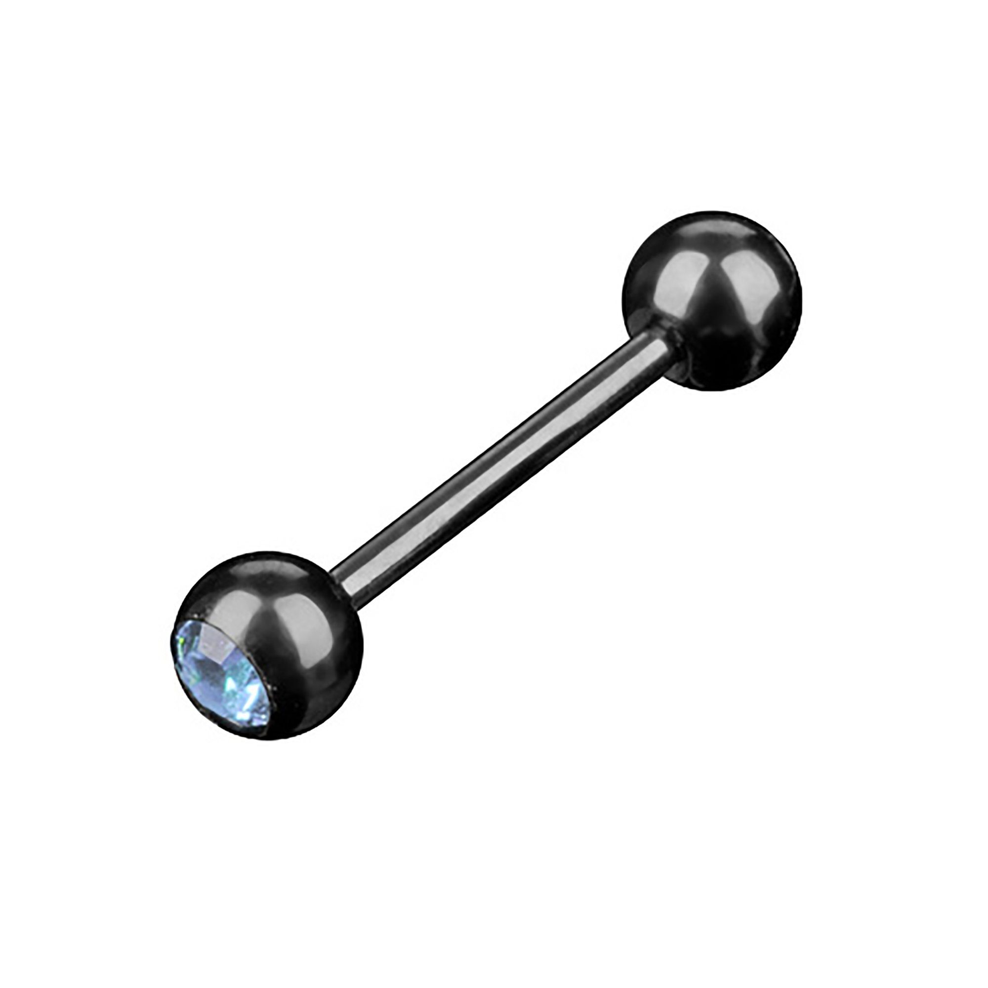 Taffstyle Piercing-Set Zungenpiercing Intim Ohr Kugel Schwarz Kristall, Barbell Piercing Hantel Stecker Brust Oral Tragus Helix Ohrpiercing Hellblau