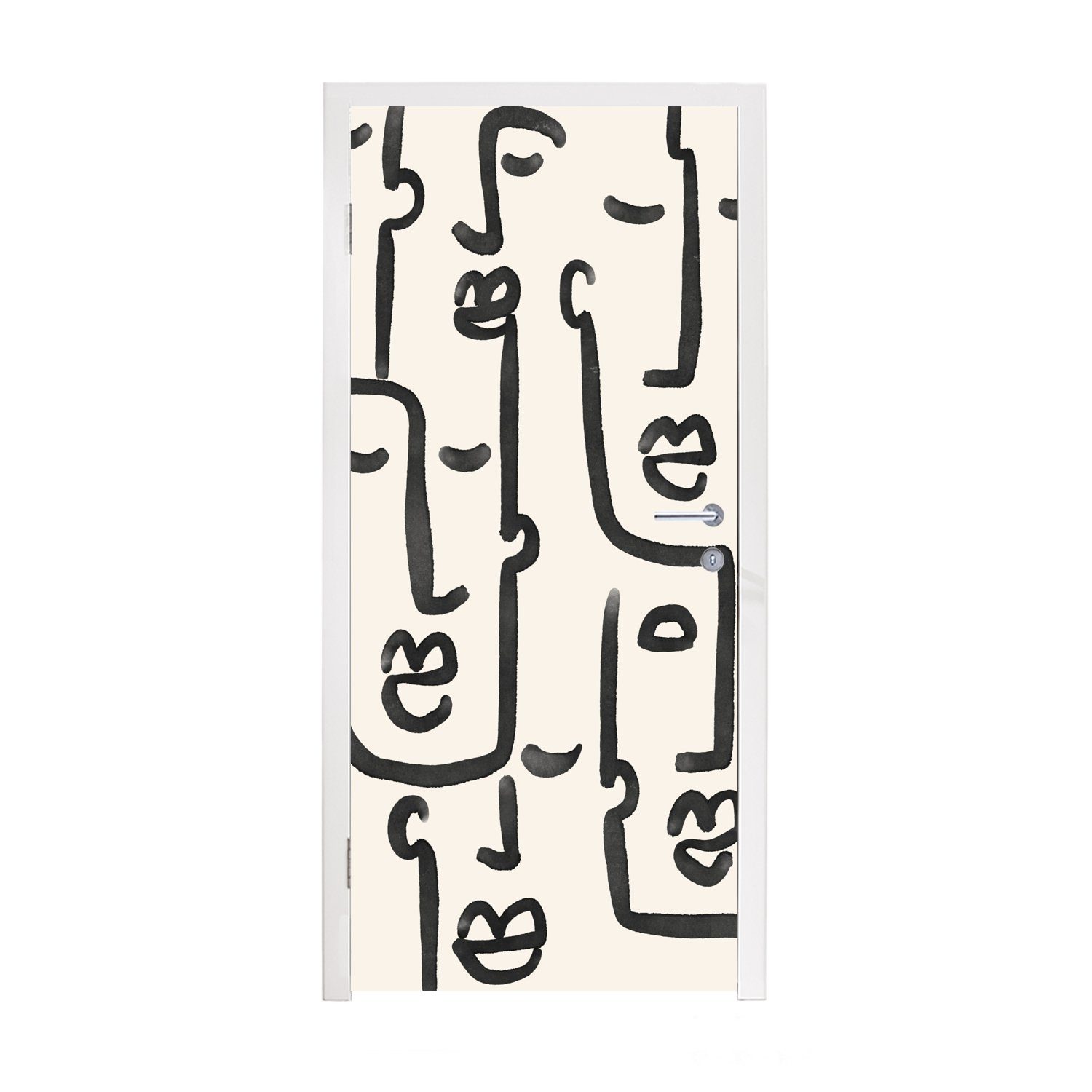 MuchoWow Türtapete Muster - Abstrakt - Linienkunst, Matt, bedruckt, (1 St), Fototapete für Tür, Türaufkleber, 75x205 cm