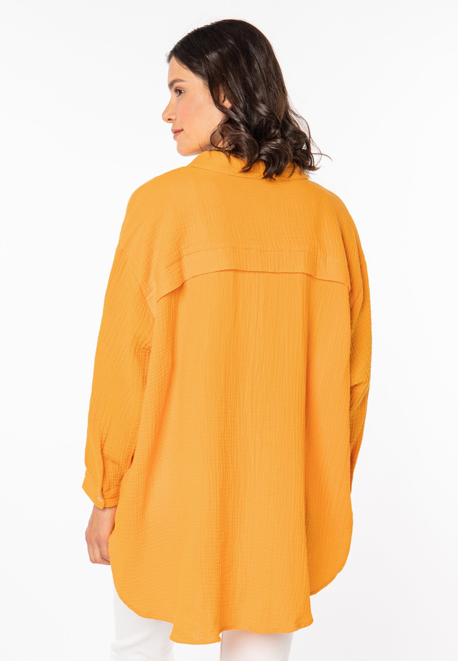 Musselin Langarmbluse SUBLEVEL light-orange Bluse Oversize