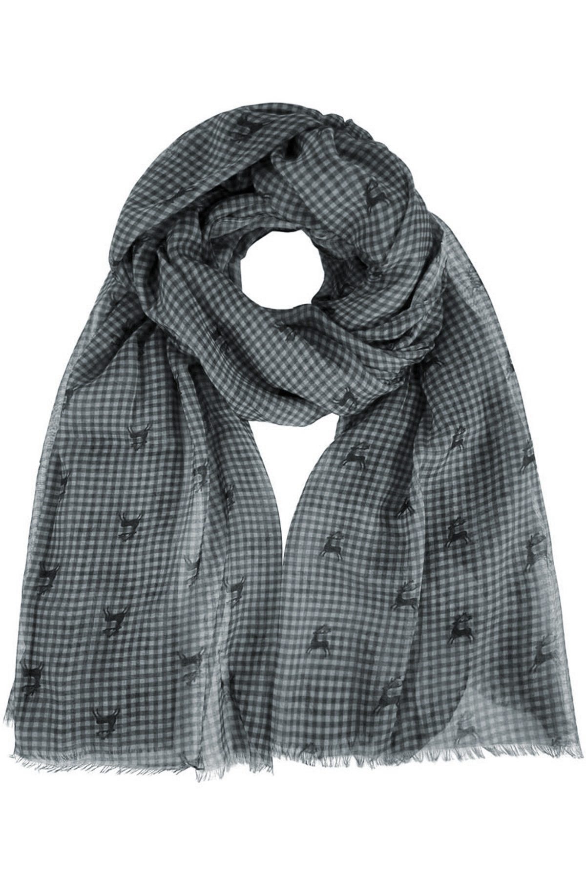 Trachtenland Schal Trachtenland Halstuch - Kariert Hirschmotiv 185x70 cm günstig online kaufen