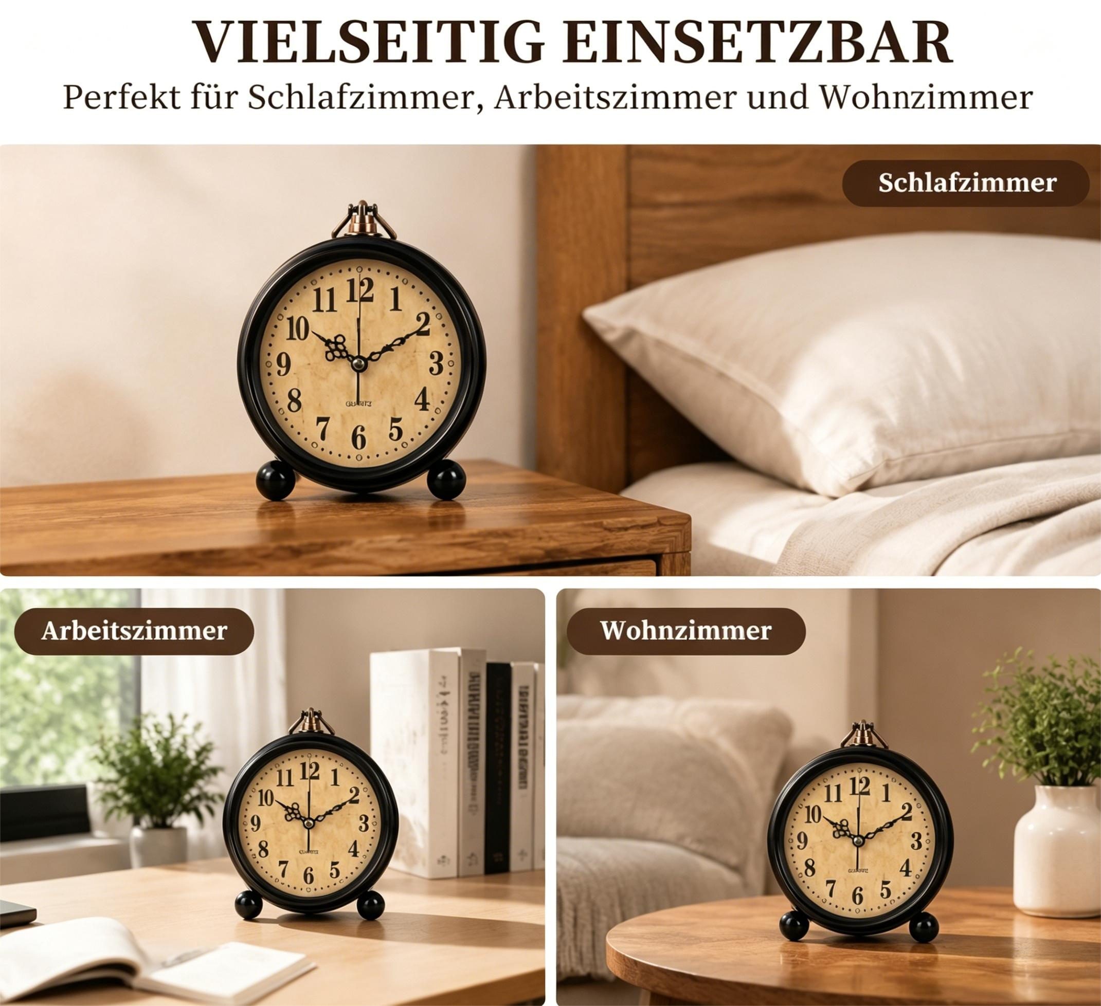 Toomoke Wecker Wecker Analog, Funkwecker, Quarzwecker Retro Design Batteriebetrieb,Geschenk,für Schlafzimmer und Wohnzimmer