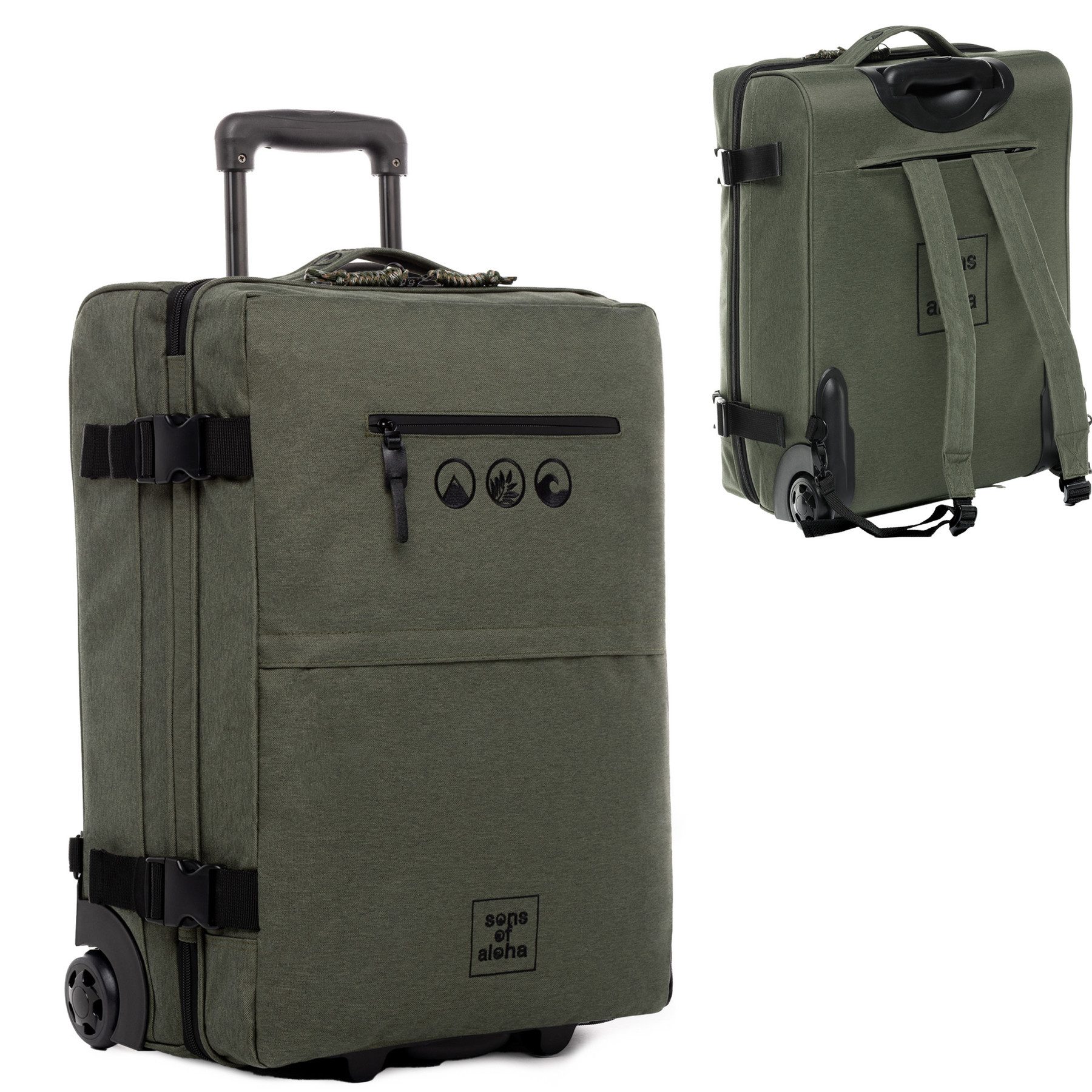SONS OF ALOHA Koffer Backpacker Rucksack mit Rollen 3 in 1 Handgepäck  55 c günstig online kaufen