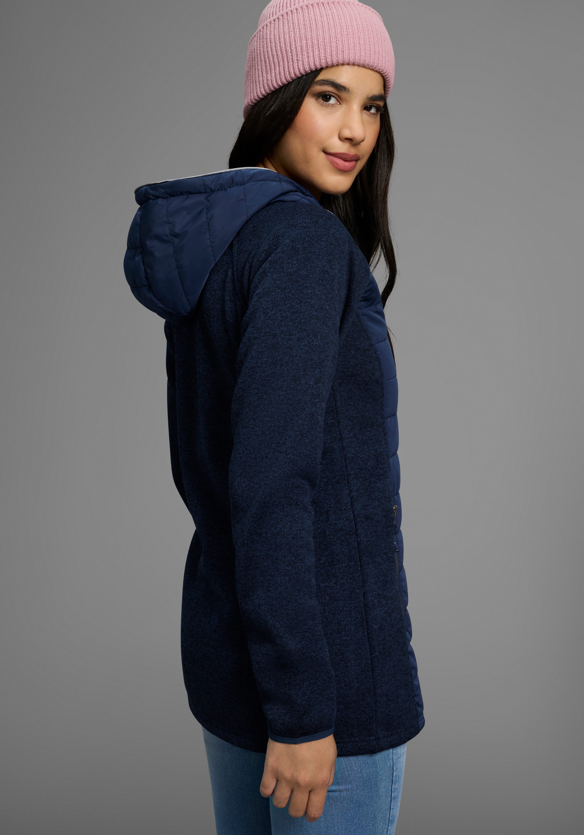 Polarino Strickfleecejacke mit wattiertem Bereich-Hybridjacke, Übergangsjac günstig online kaufen