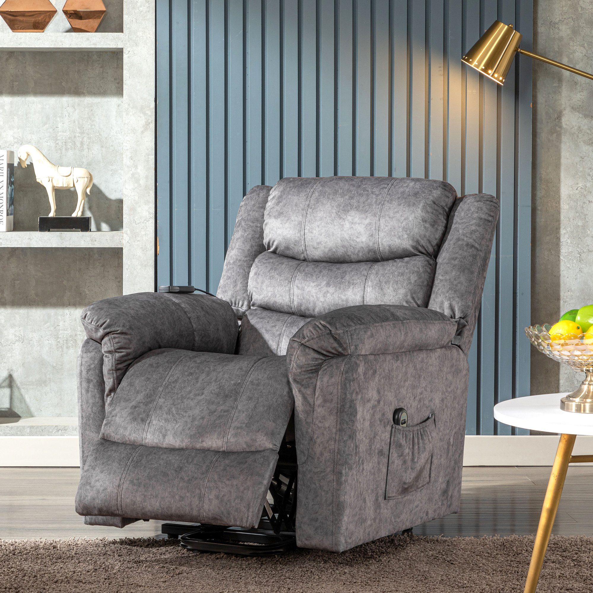 Ulife TV-Sessel Relaxsessel Massagesesel Aufstehhilfe, Wärme, elektrisch Grau