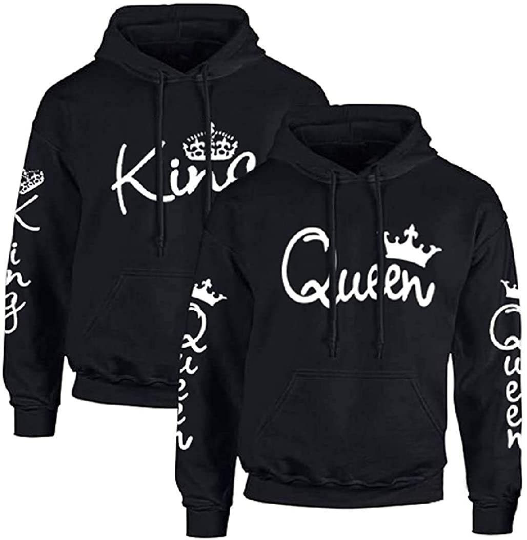 Couples Shop Kapuzenpullover King & Queen Hoodie Pullover für Paare mit trendigem Print im Partner Look KING / Schwarz | Hoodies