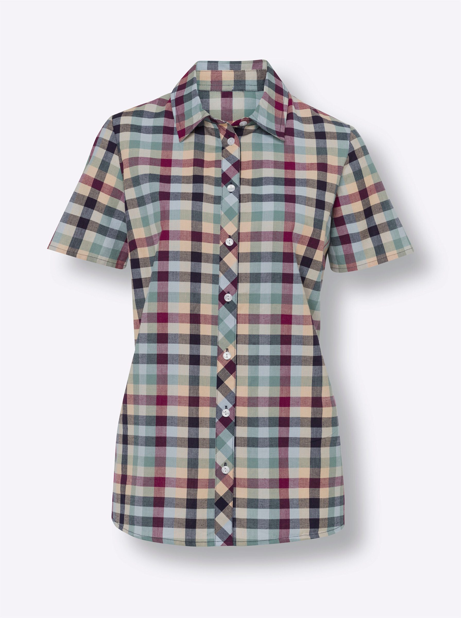 Klassische Bluse Karo-Bluse Kurzarm