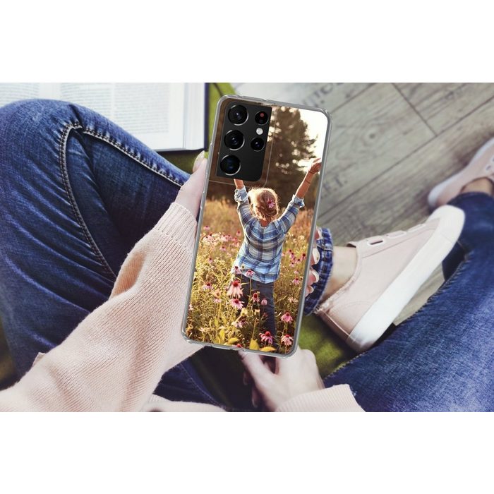 MuchoWow Handyhülle Frau - Blumen - Frühling Phone Case Handyhülle Samsung Galaxy S21 Ultra Silikon Schutzhülle CB11434