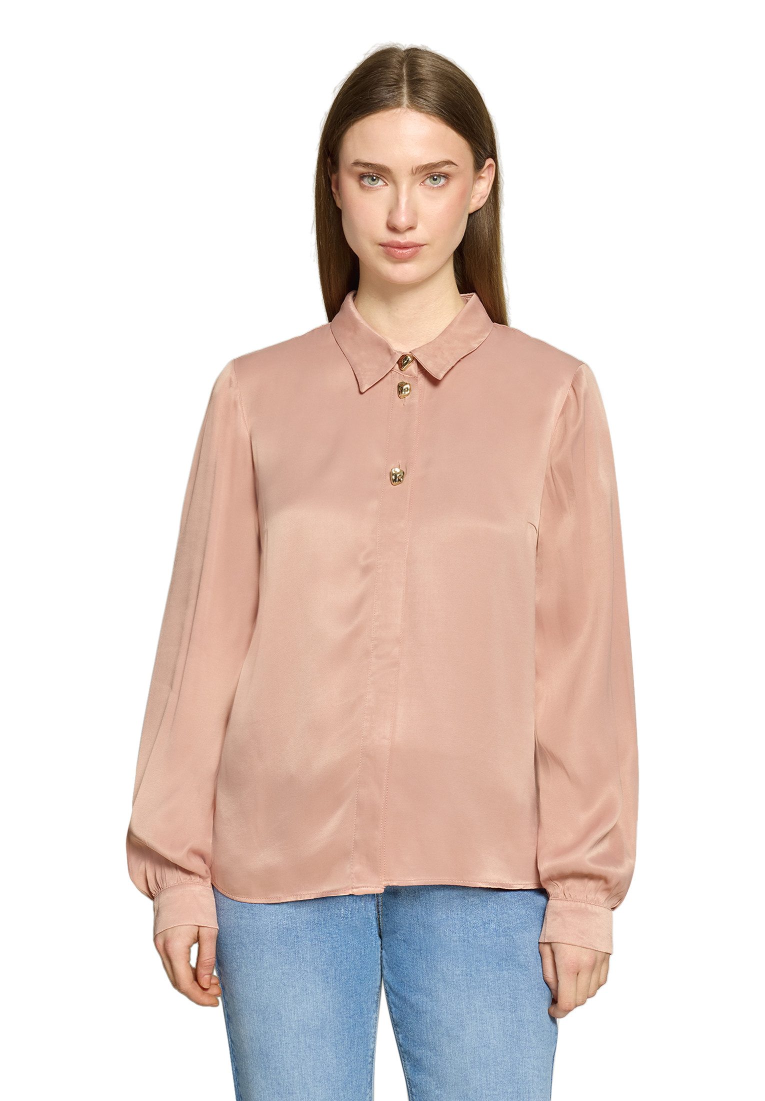 Cartoon Satinbluse Damen mit Knöpfen