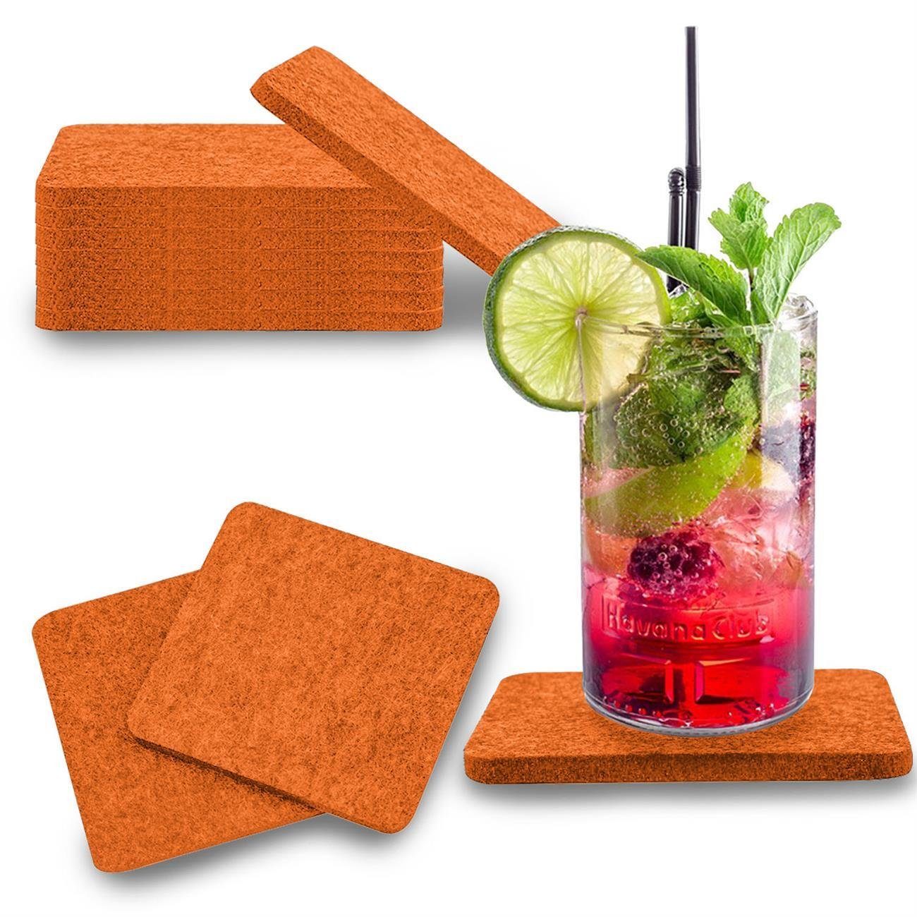 wortek Getränkeuntersetzer Filz-Untersetzer Eckig für Gläser 8er Tischset, Zubehör für Tisch & Gläser, Set, 8-tlg., cm