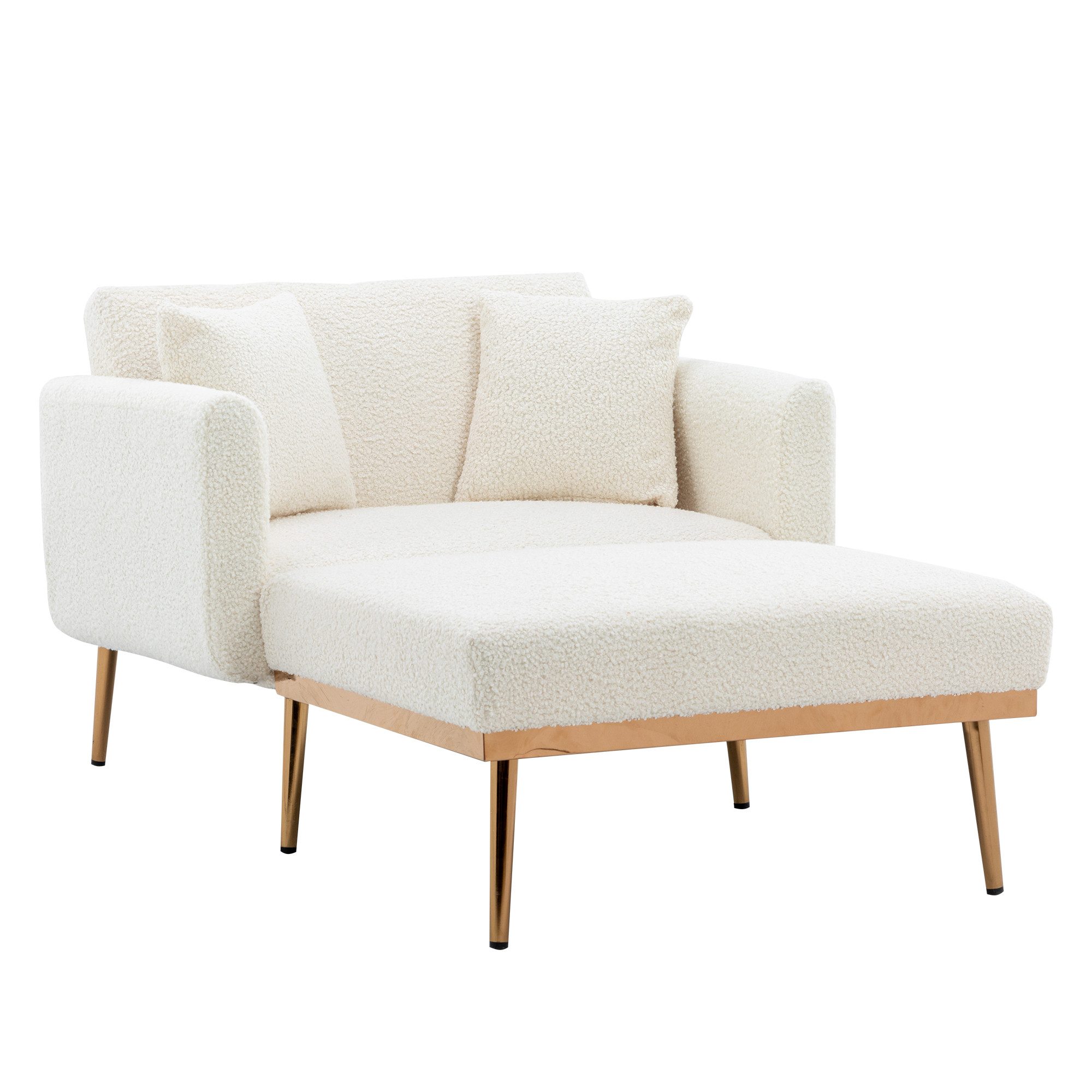 BlingBin Relaxsessel Schlafsessel verstellbare Rückenlehne Sofa Liegestuhl Klappsofa Stuhl (Sessel 165x90x77cm, 1-St., bestehend aus Кресла und Hocker), Mit zwei Kopfkissen, für Wohnzimmer Schlafzimmer Studie Zimmer Кресла