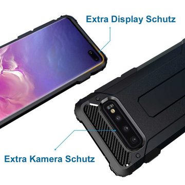 FITSU Handyhülle Outdoor Hülle für Samsung Galaxy S10e Schwarz, Robuste Handyhülle Outdoor Case stabile Schutzhülle mit Eckenschutz
