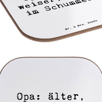 Mr. & Mrs. Panda Getränkeuntersetzer Opa Schummler - Weiß - Geschenk, Oma, Getränkeuntersetzer, Untersetze, 1-tlg., Handgezeichnete Motive