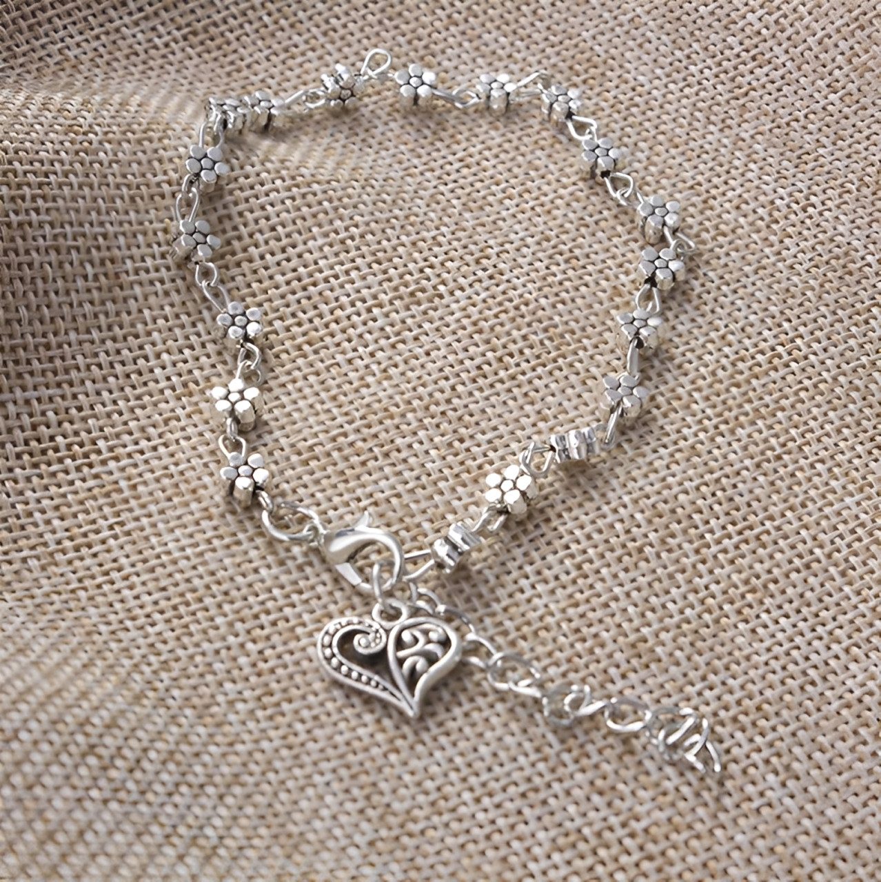 The Beauty House Fußkette mit Anhänger silberfarbig mit Herz Anhänger & Blu günstig online kaufen