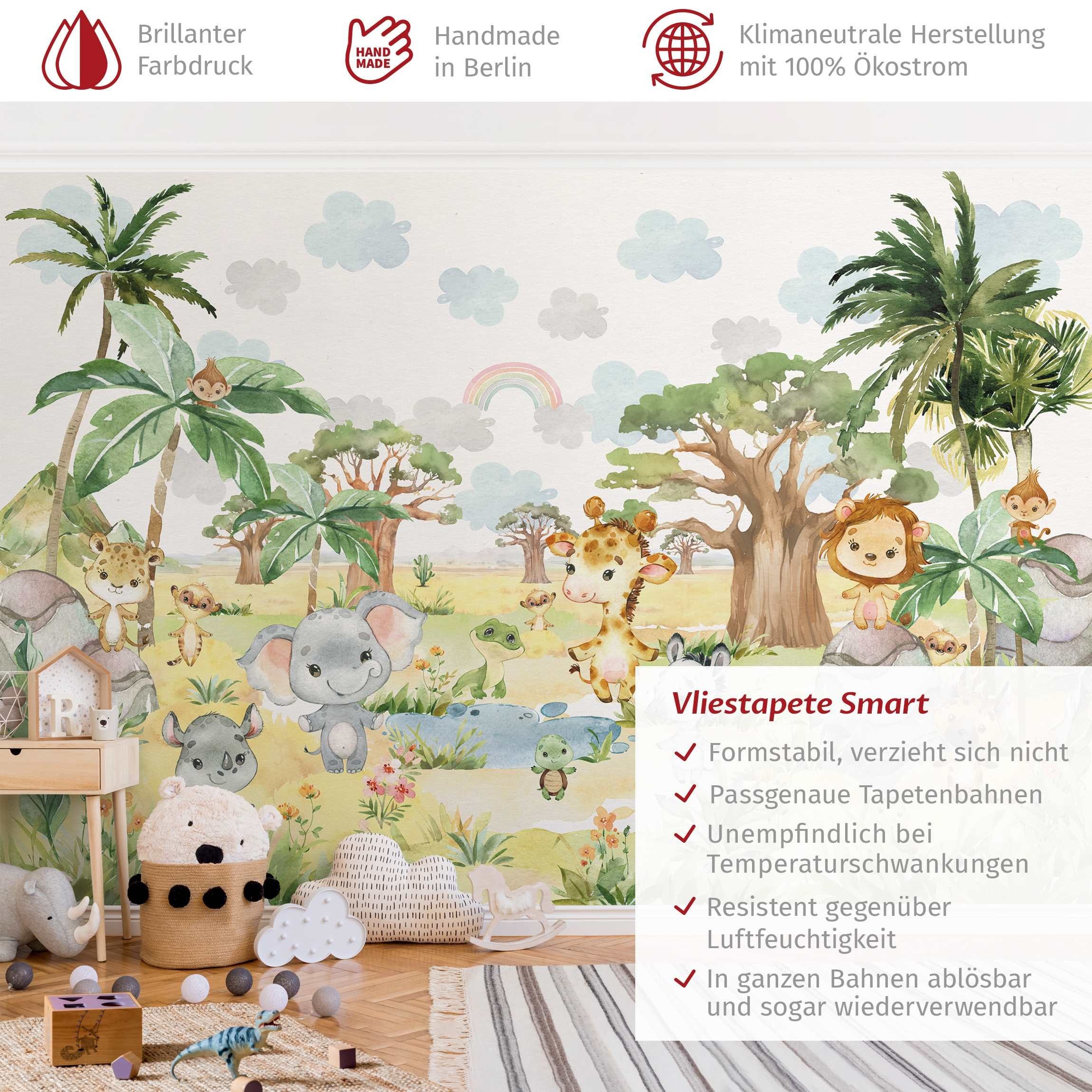 Bilderdepot24 Kindertapete Wilde Savanne Aquarell Illustration günstig online kaufen