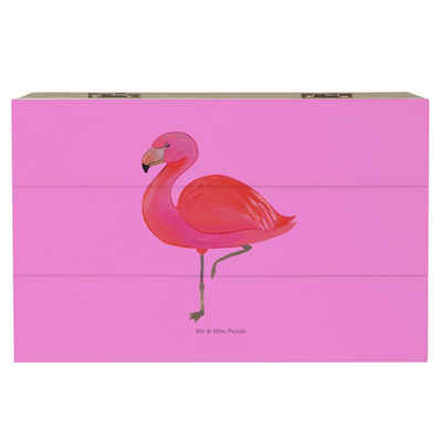 Mr. & Mrs. Panda Dekokiste Flamingo classic - Aquarell Pink - Geschenk, Holzkiste, Schatzkiste, (1 St)